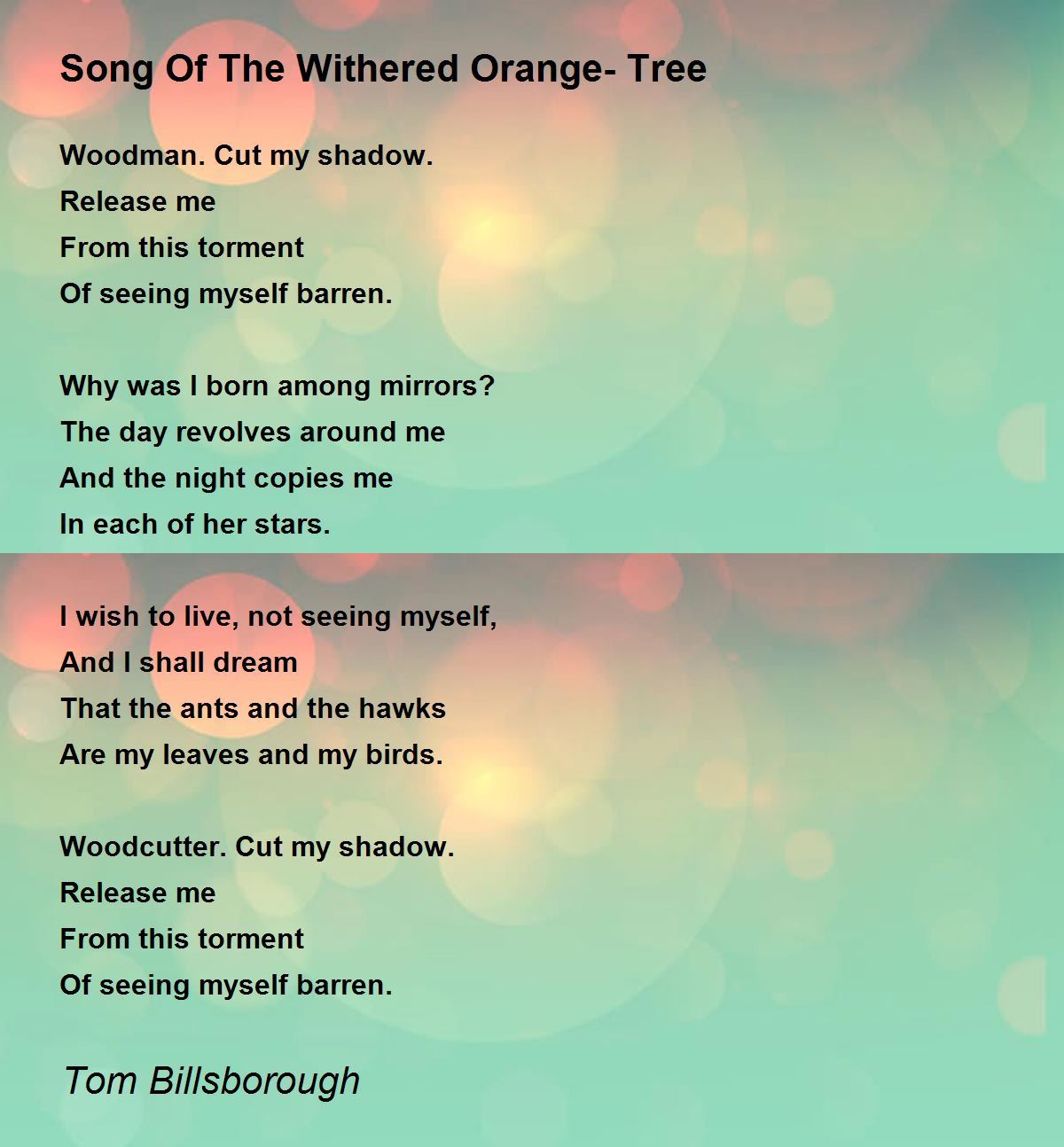 Song Of The Withered Orange Tree by Tom Billsborough Song Of The