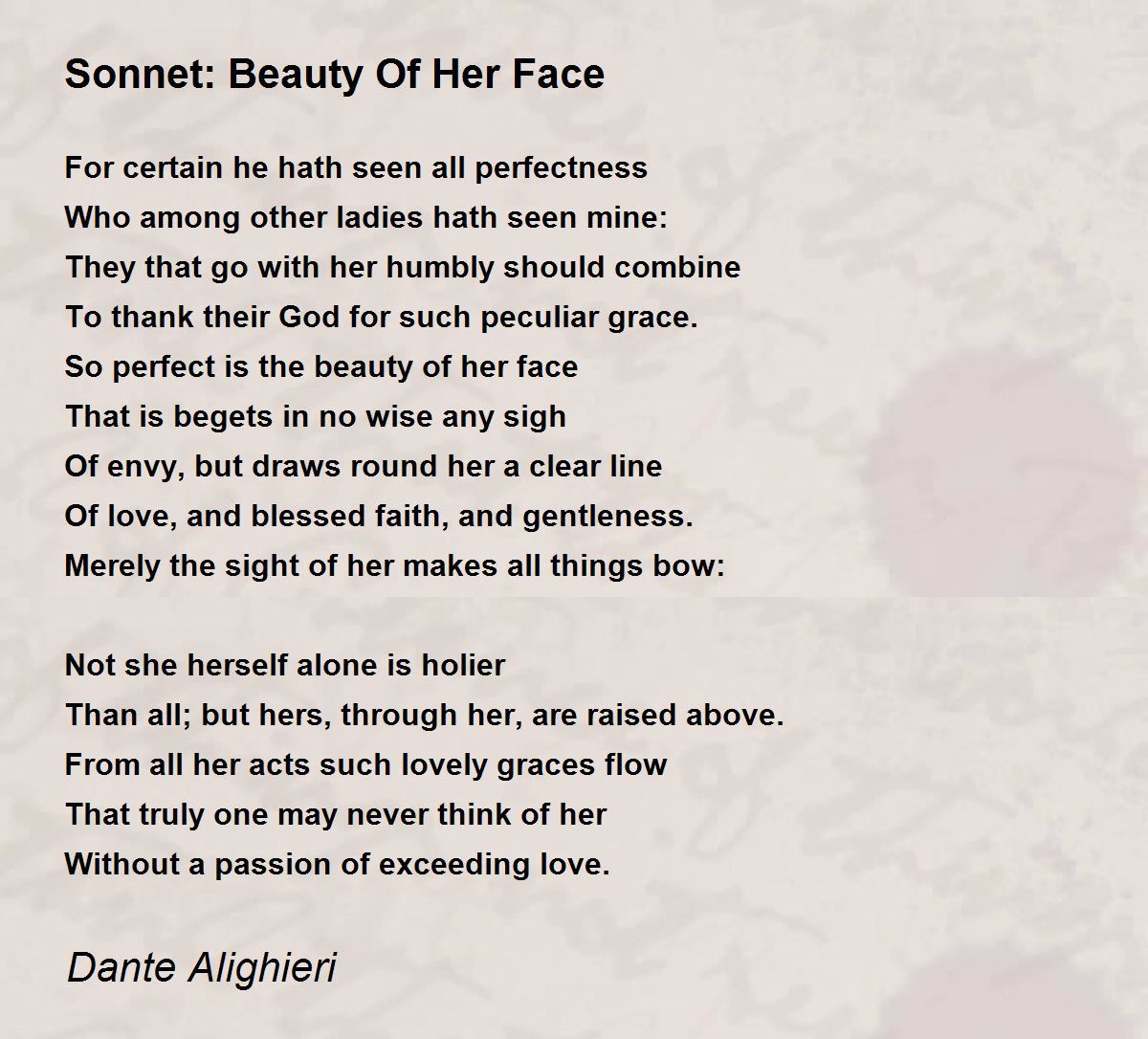 Sonnet: Beauty Of Her Face Poem by Dante Alighieri - Poem Hunter