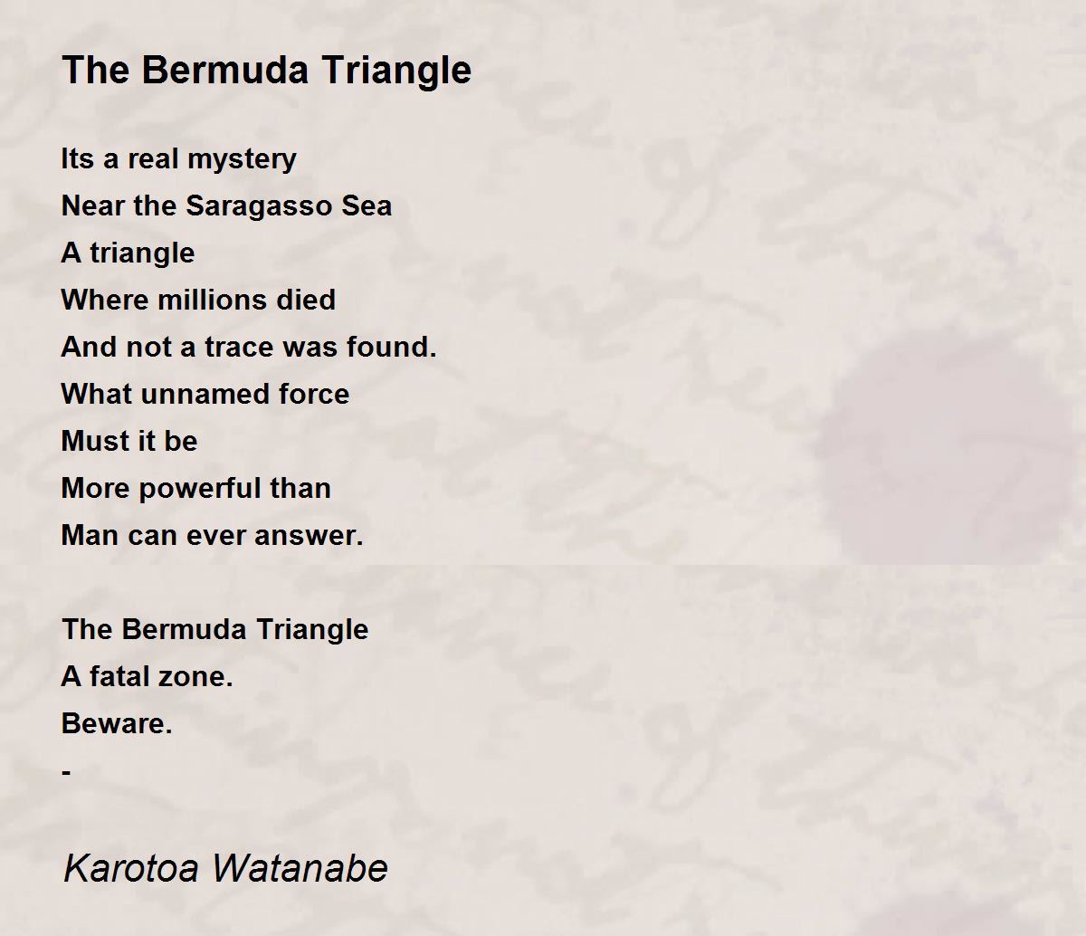 The Bermuda Triangle The Bermuda Triangle Poem by Karotoa Watanabe