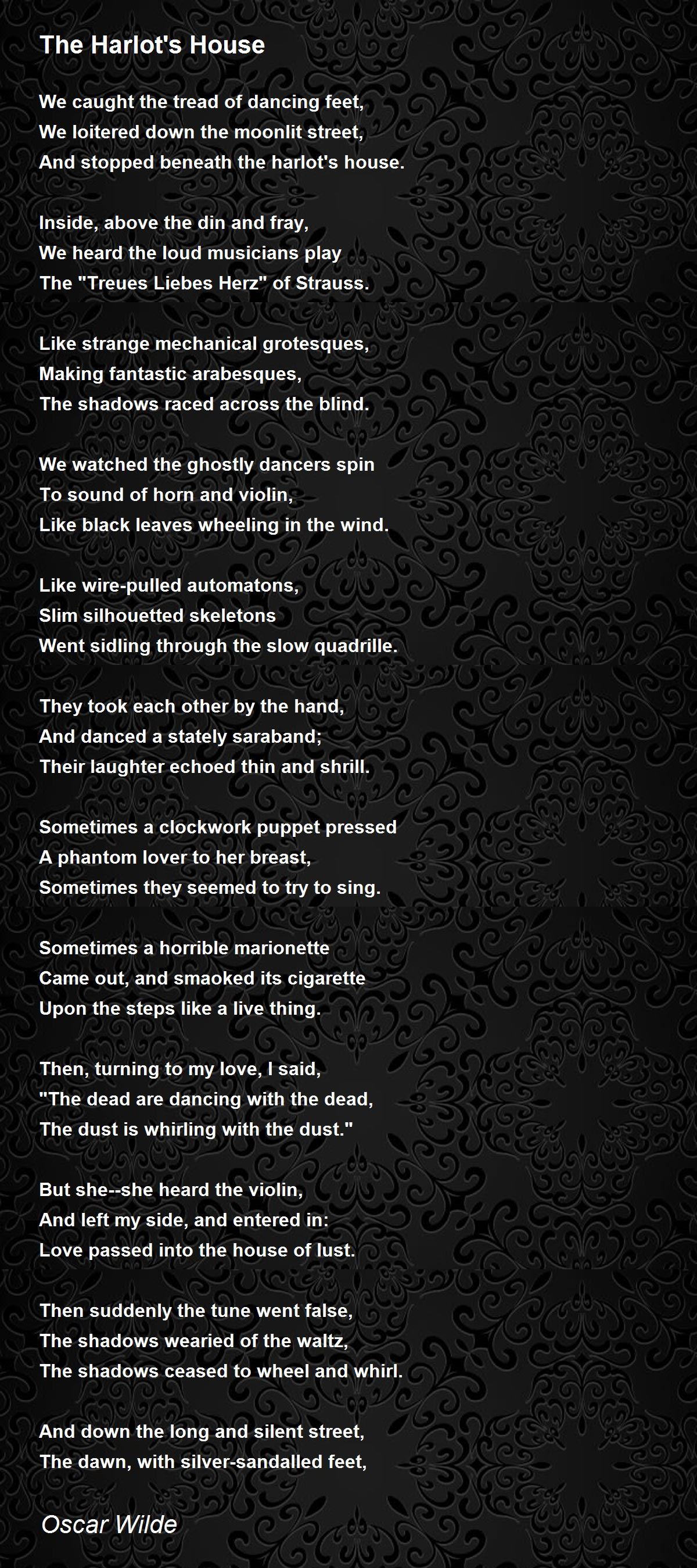 The Harlot S House By Oscar Wilde The Harlot S House Poem