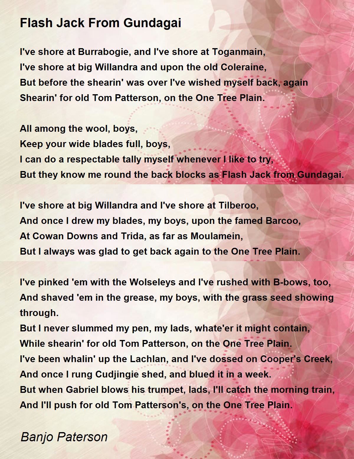 Flash Jack From Gundagai Flash Jack From Gundagai Poem by Banjo Paterson