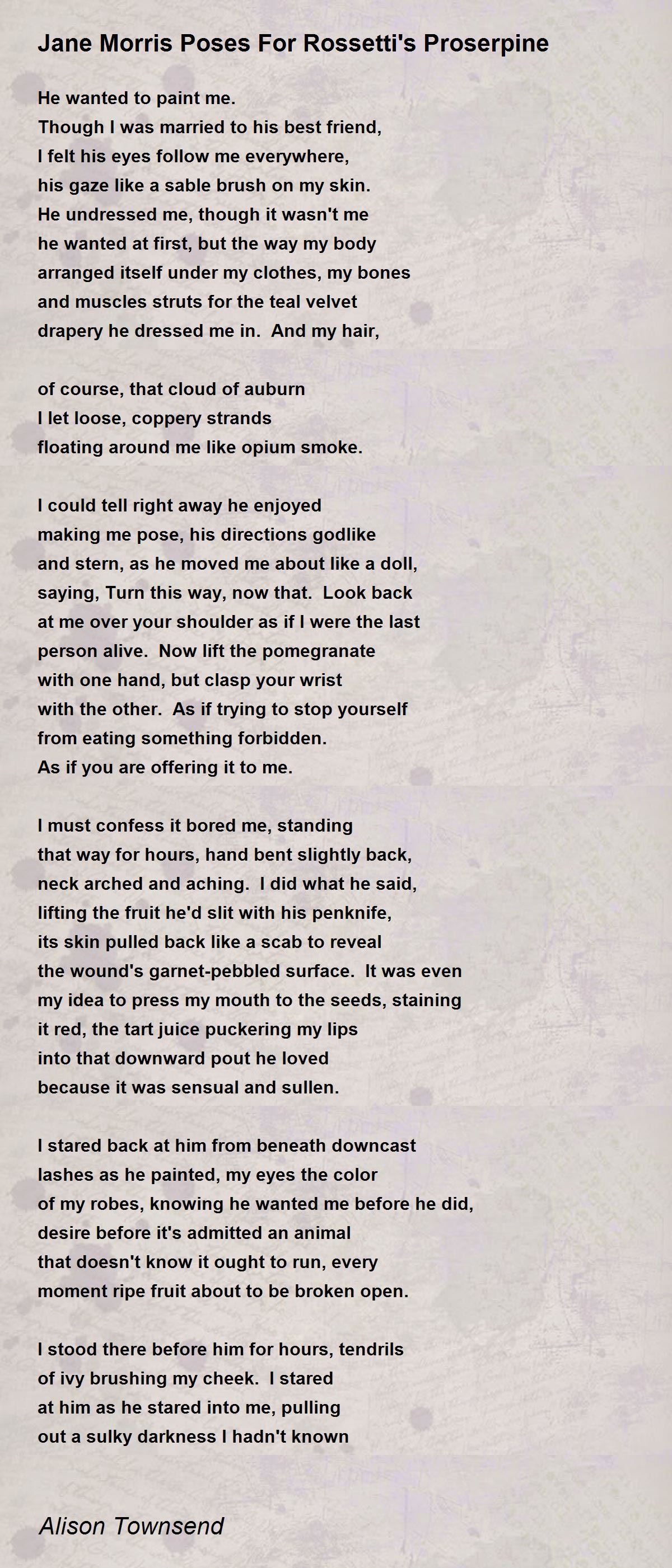 Jane Morris Poses For Rossetti's Proserpine Jane Morris Poses For