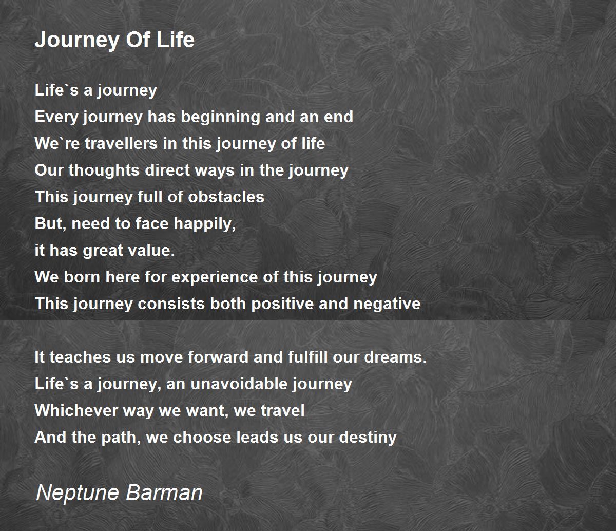 the journey of life poem