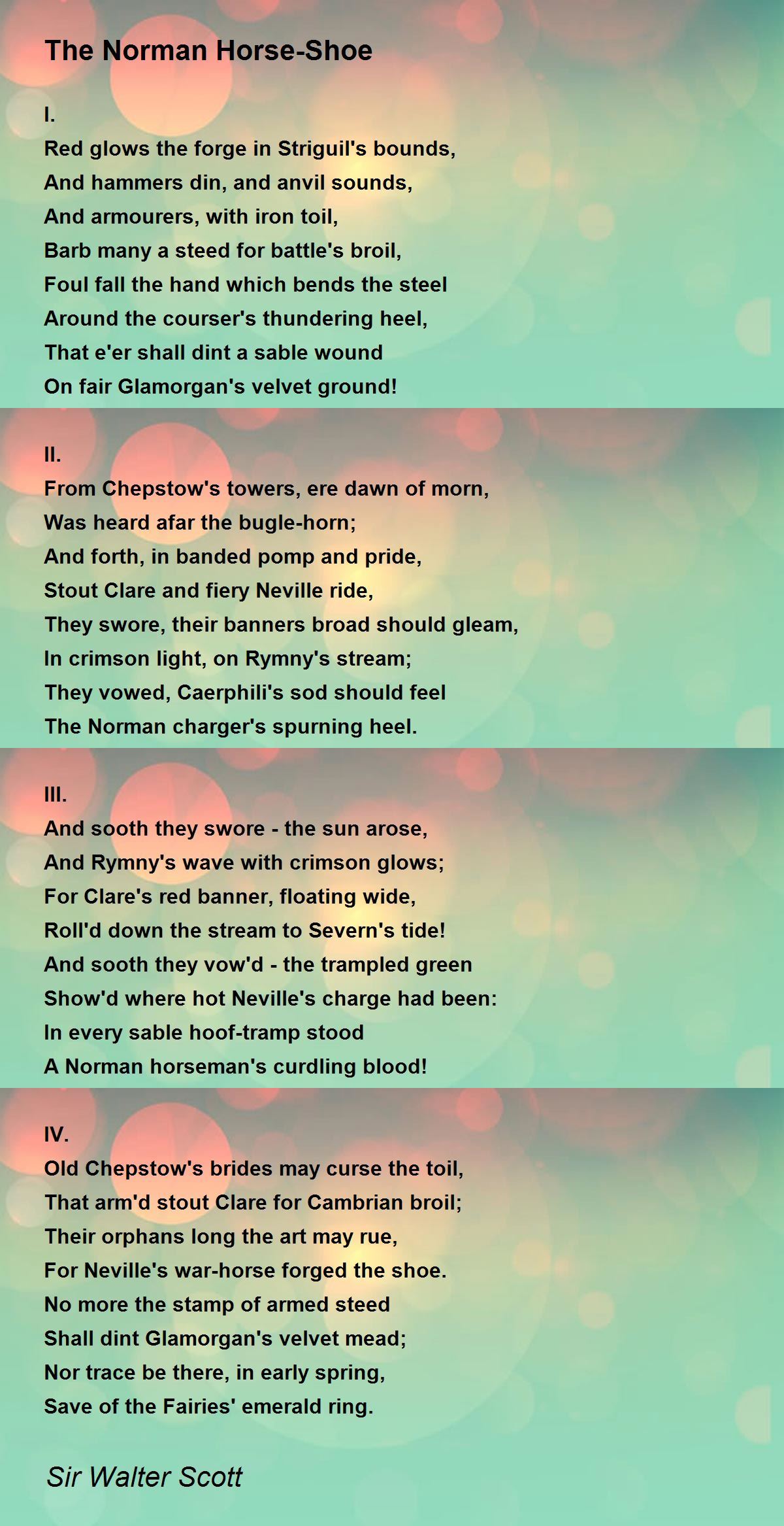 The Norman HorseShoe The Norman HorseShoe Poem by Sir Walter Scott