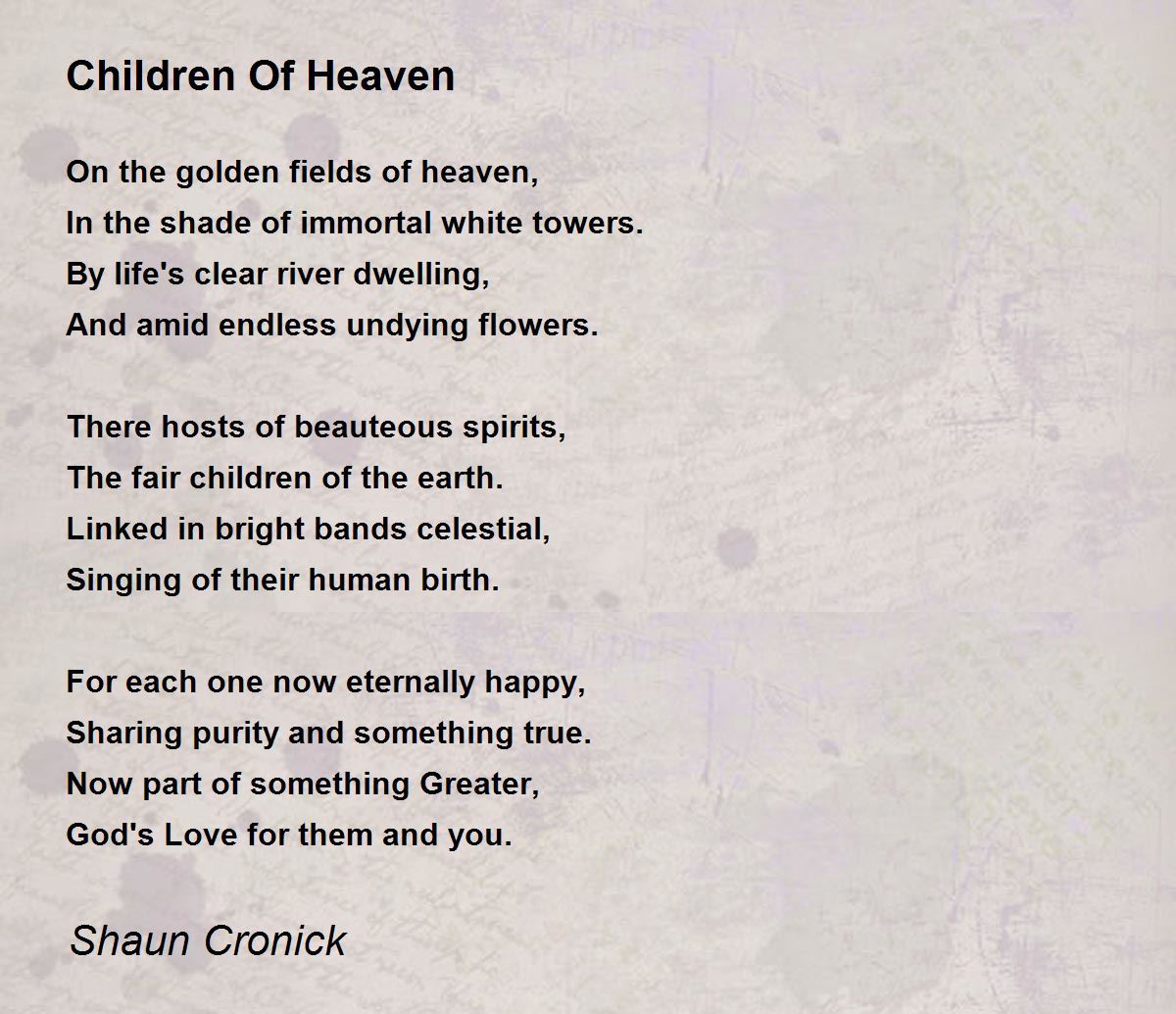 Children Of Heaven Children Of Heaven Poem by Shaun Cronick