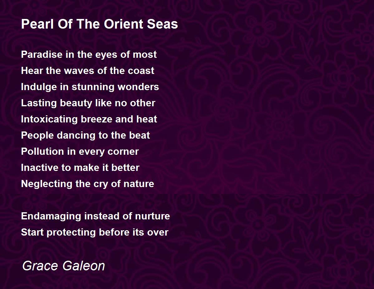 Pearl Of The Orient Seas Poem by Grace Galeon Poem Hunter
