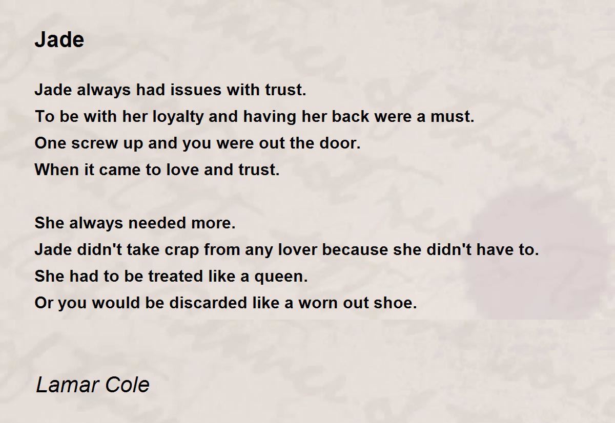 Jade Poem by Lamar Cole Poem Hunter