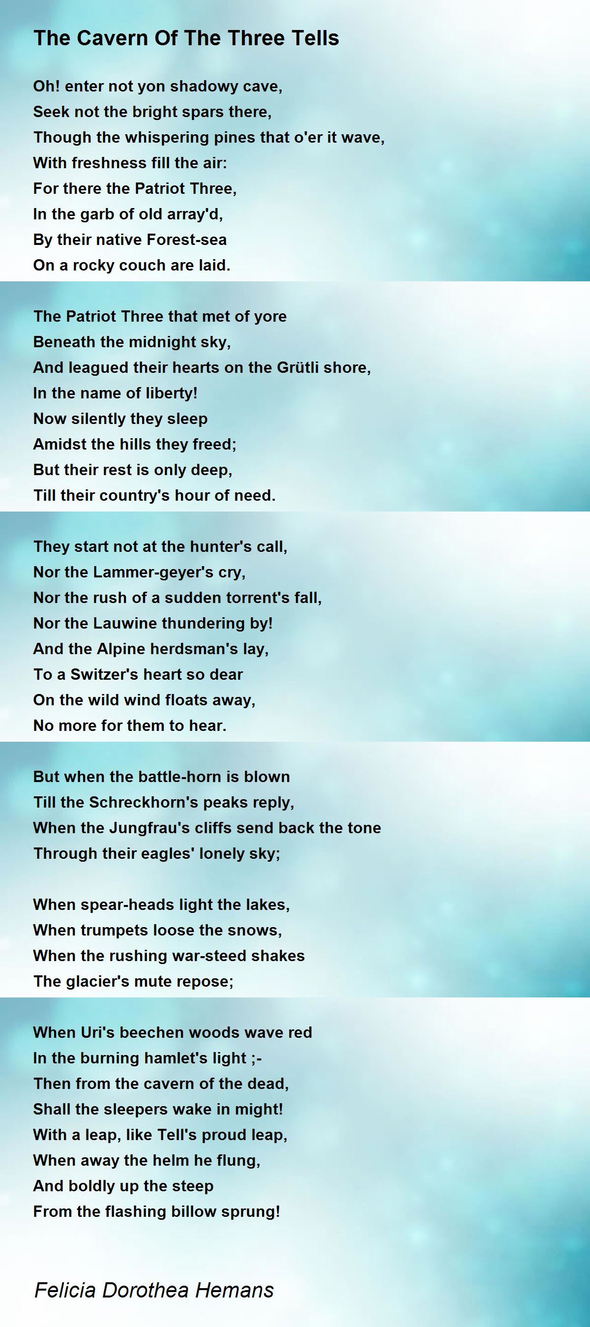 The Cavern Of The Three Tells The Cavern Of The Three Tells Poem by