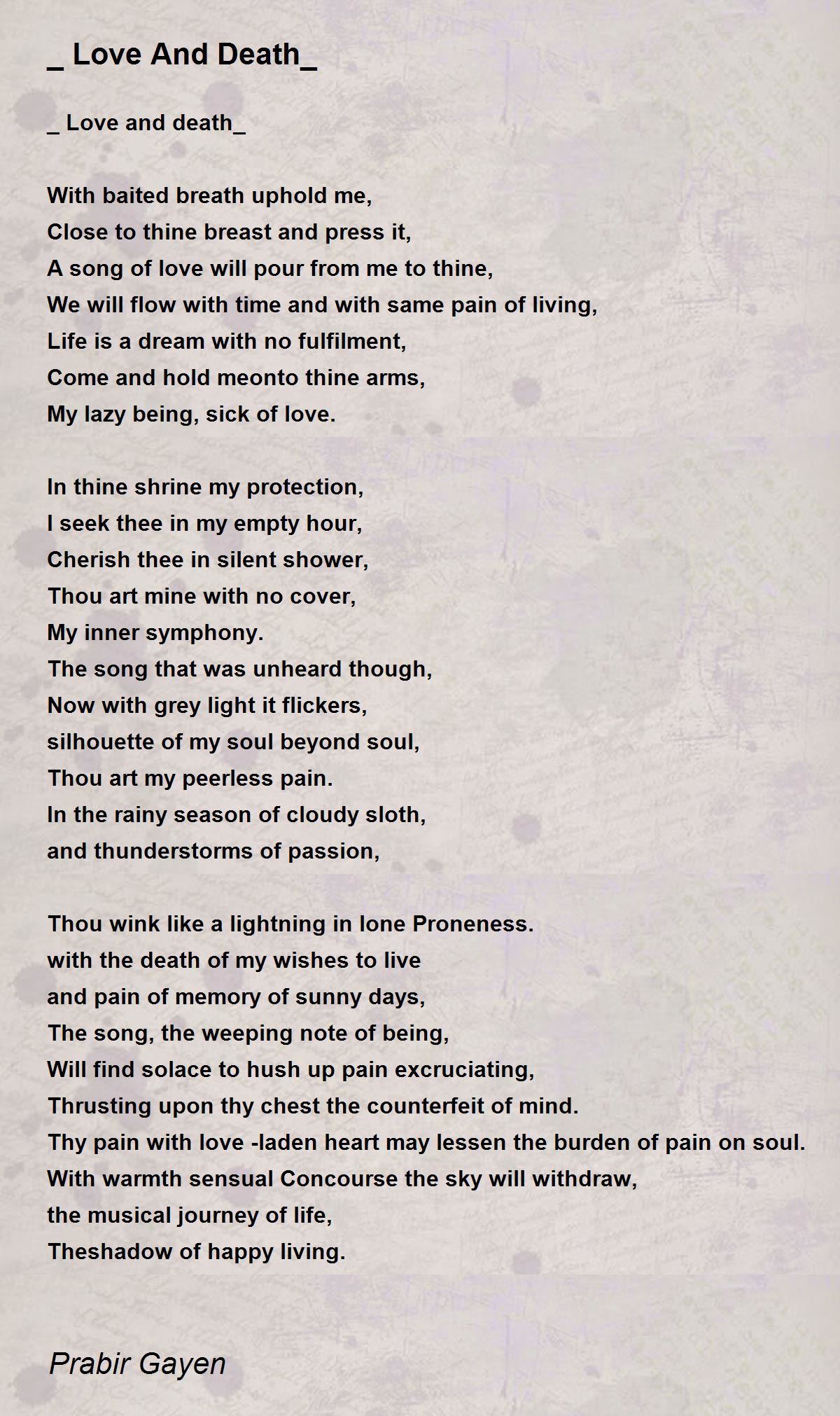 _ Love And Death_ _ Love And Death_ Poem by Prabir Gayen