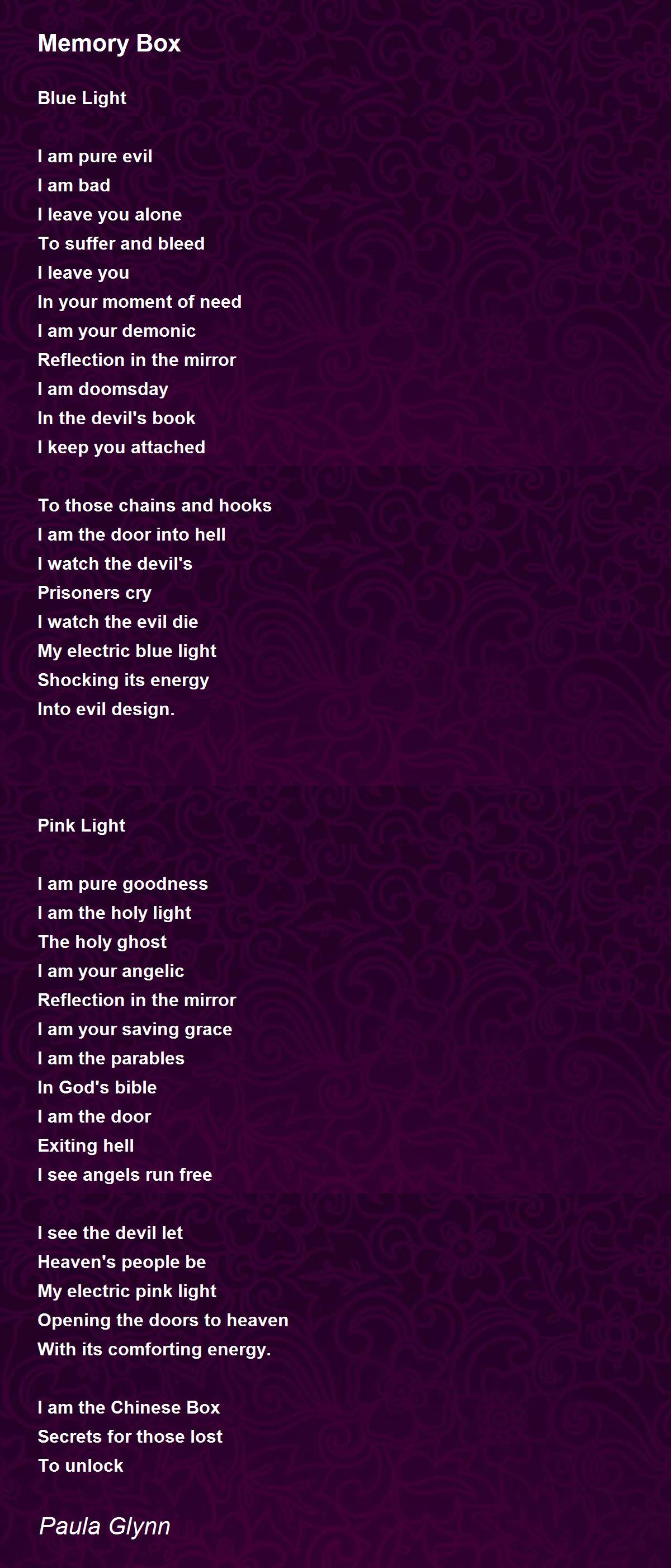 Memory Box Memory Box Poem by Paula Glynn