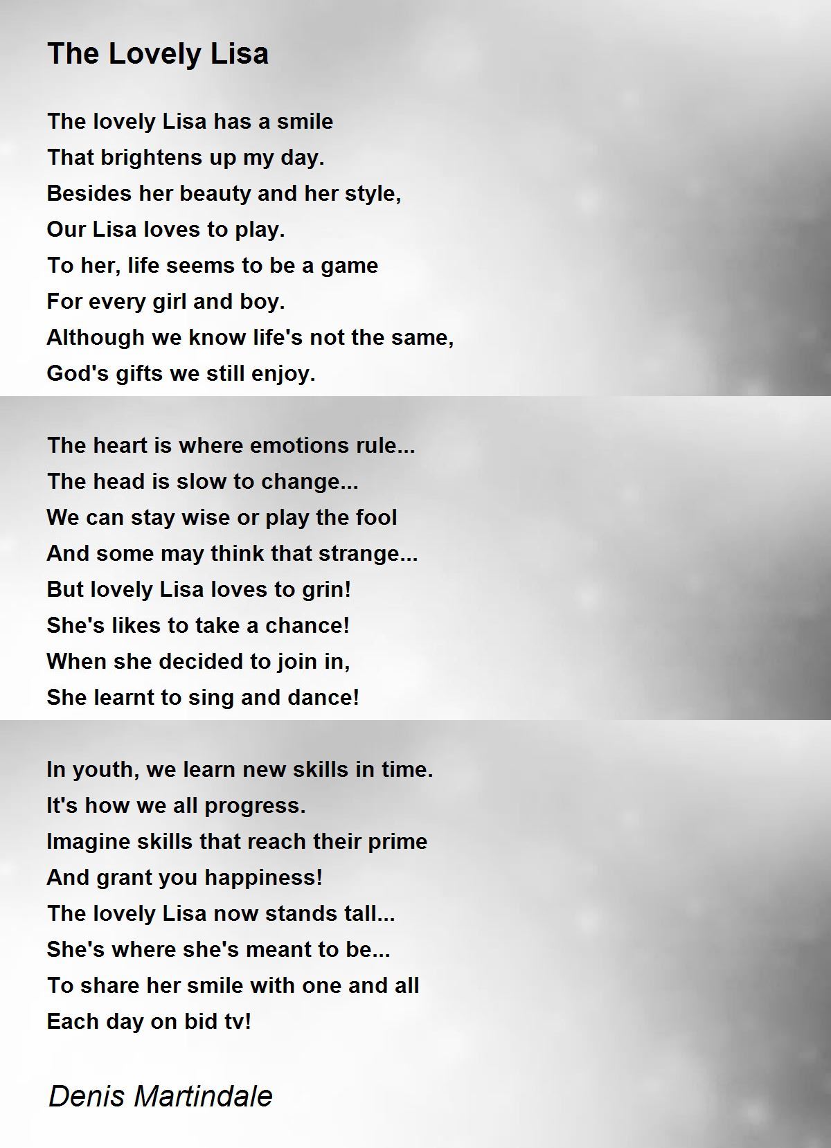 The Lovely Lisa - The Lovely Lisa Poem by Denis Martindale