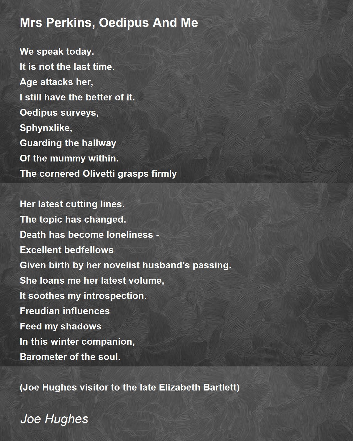 Mrs Perkins, Oedipus And Me - Mrs Perkins, Oedipus And Me Poem by Joe ...