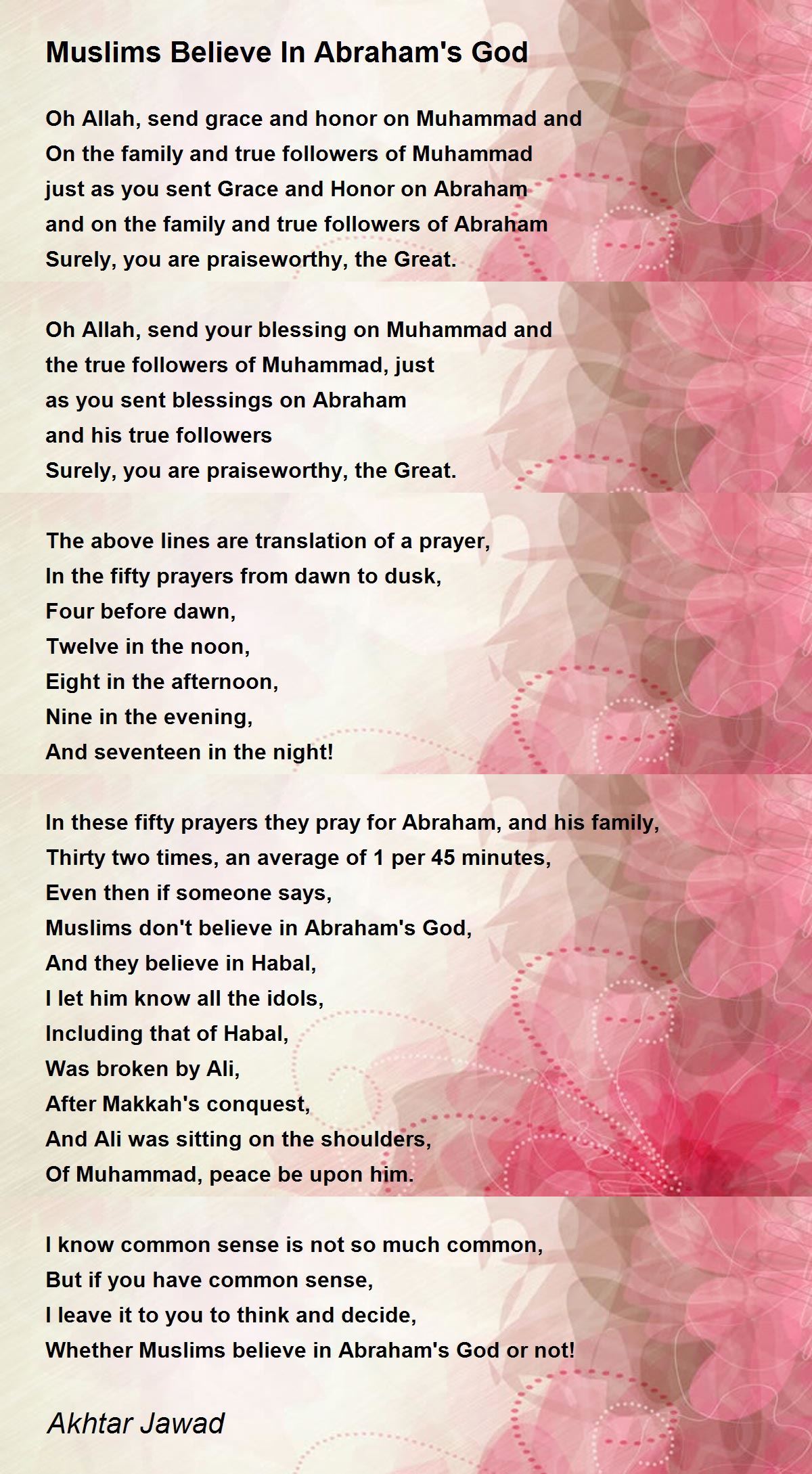 Muslims Believe In Abraham S God Muslims Believe In Abraham S God Poem By Akhtar Jawad