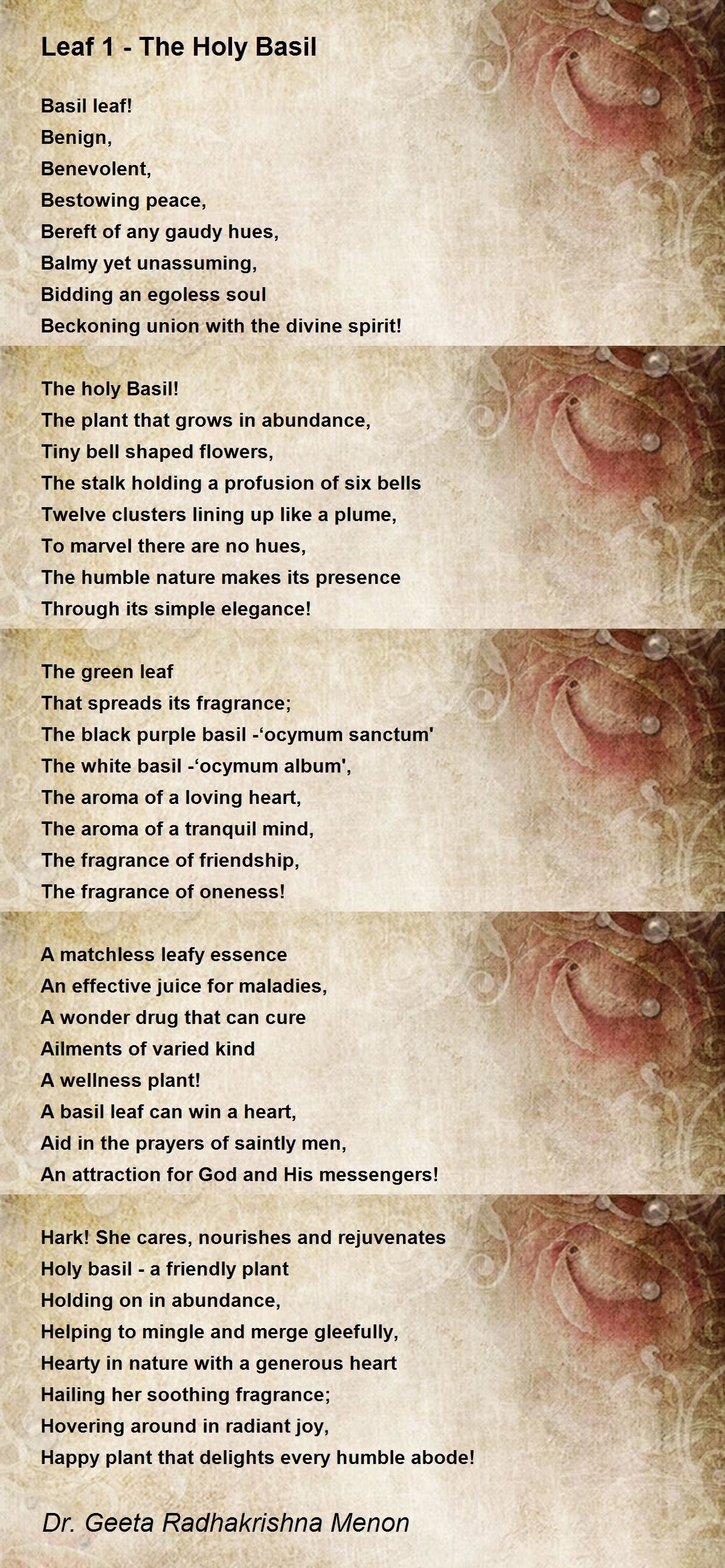 Leaf 1 The Holy Basil by Geeta Radhakrishna Menon Leaf 1 The Holy