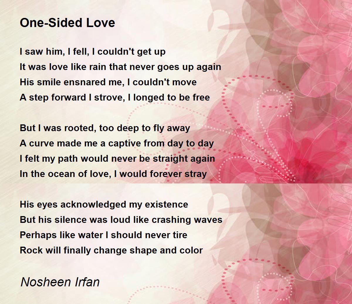 One Sided Love By Nosheen Irfan One Sided Love Poem