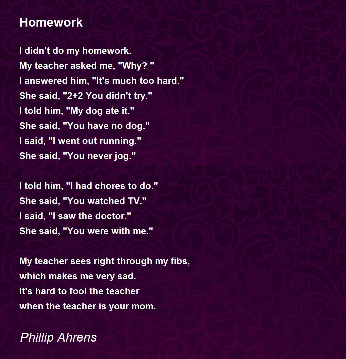 homework poem pdf