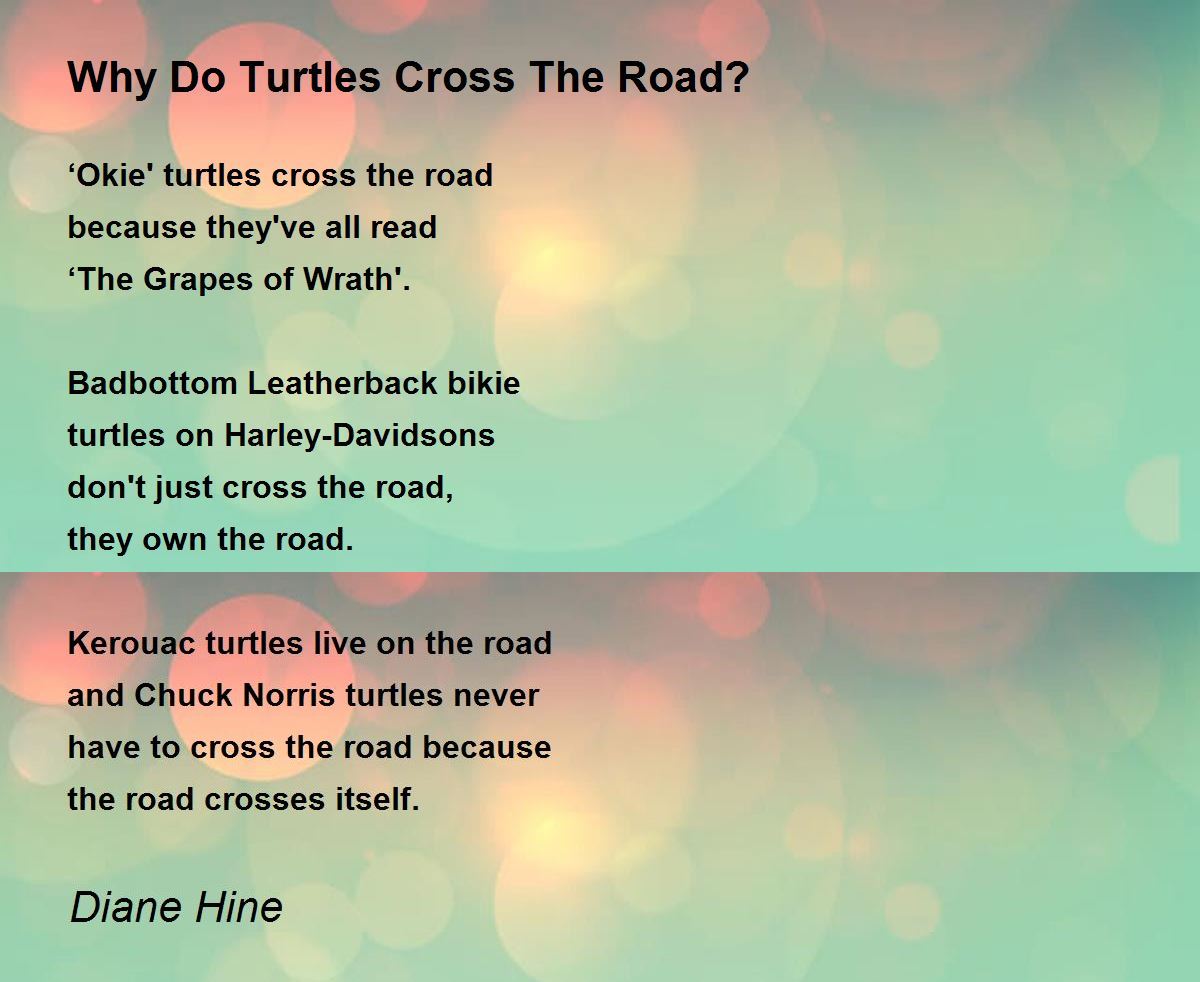 Why Do Turtles Cross The Road? Poem by Diane Hine Poem Hunter