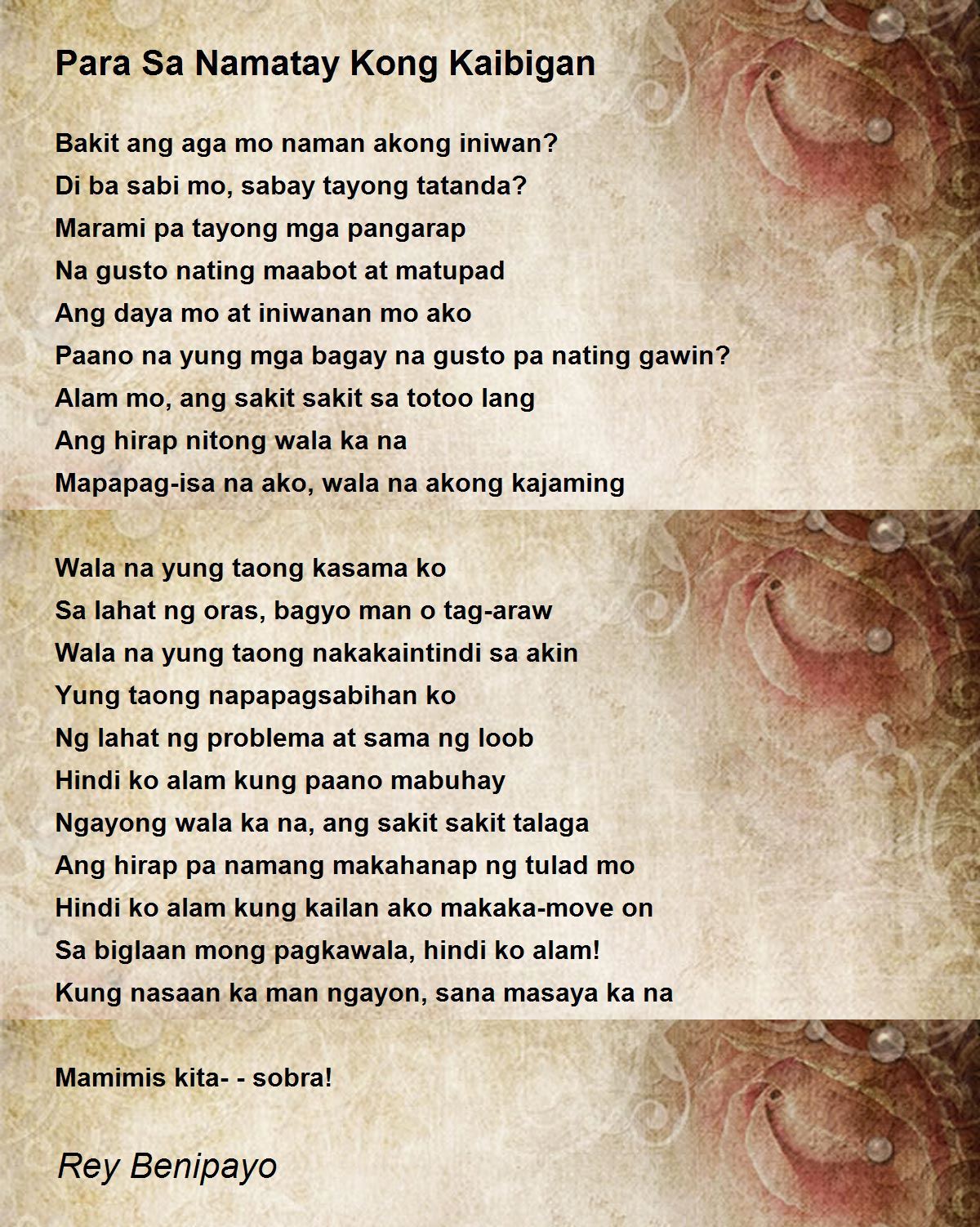 Tula Tungkol Sa Pag Ibig Apat Na Saknong Para Kaibigan Namatay - Vrogue