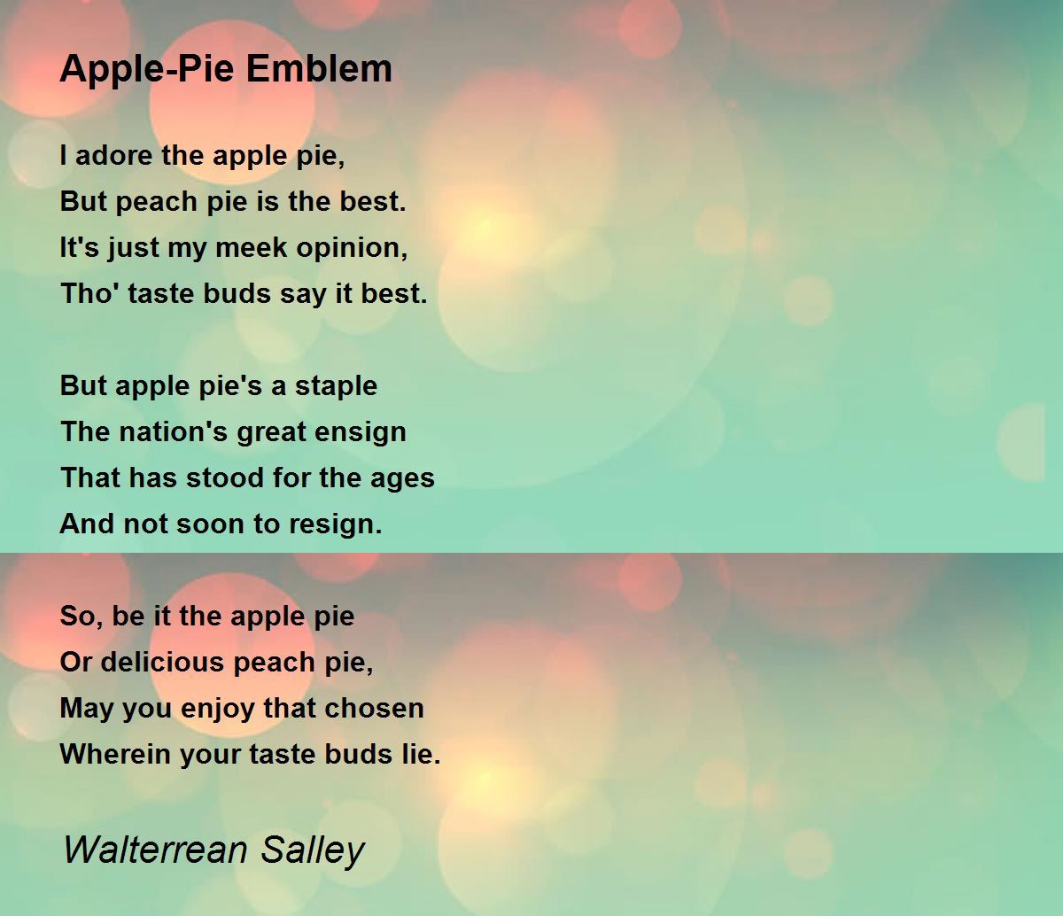 ApplePie Emblem ApplePie Emblem Poem by Walterrean Salley