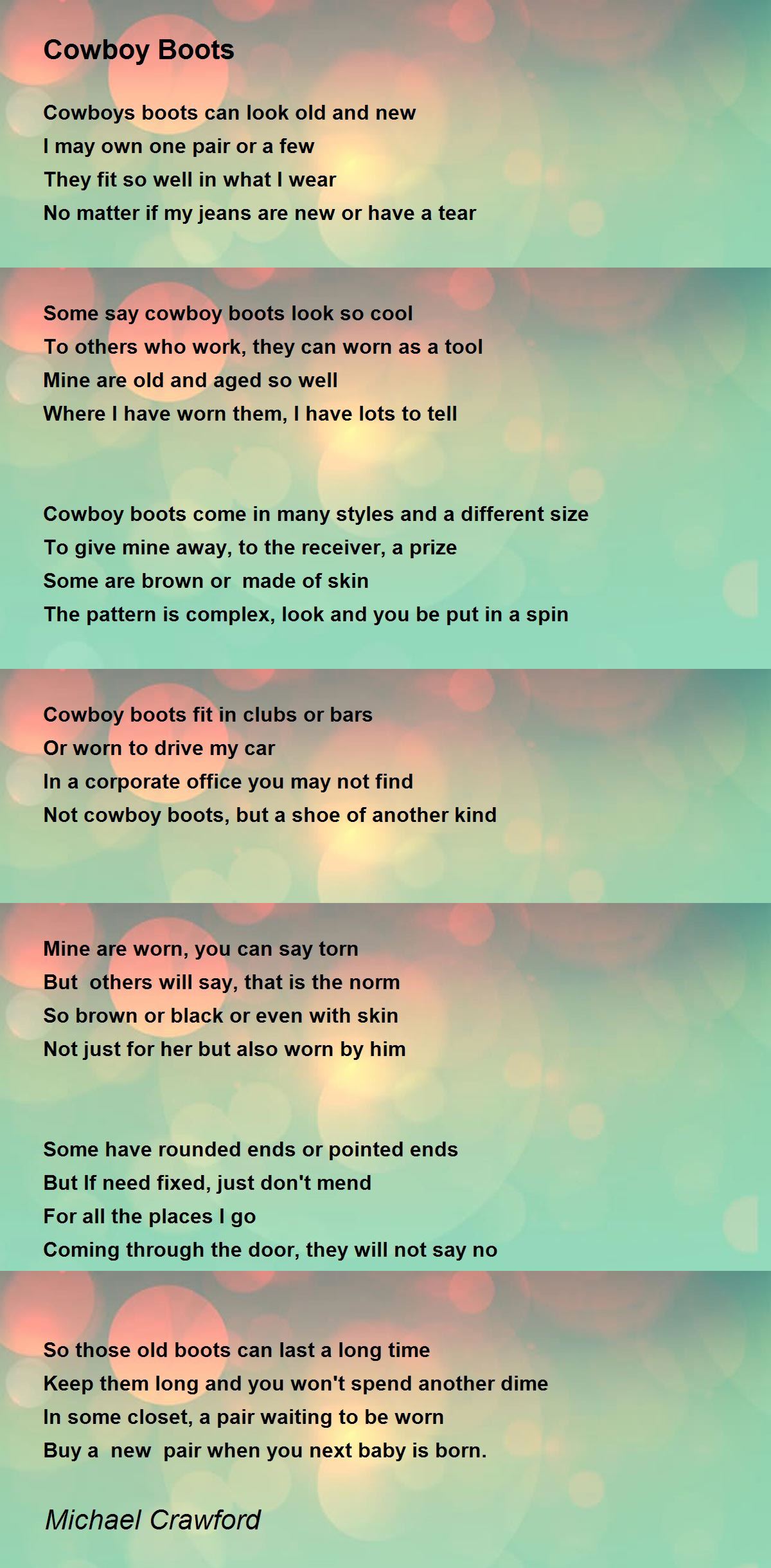 Cowboy Boots Cowboy Boots Poem by Michael Crawford