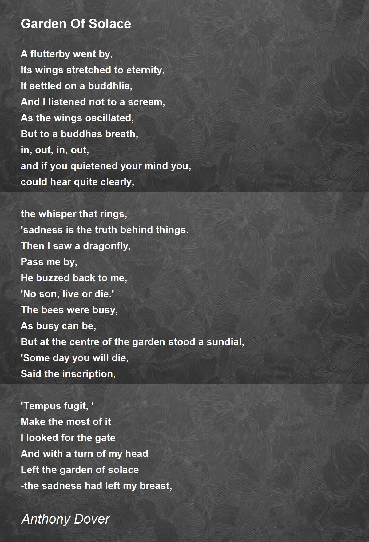Garden Of Solace Garden Of Solace Poem by Anthony Dover