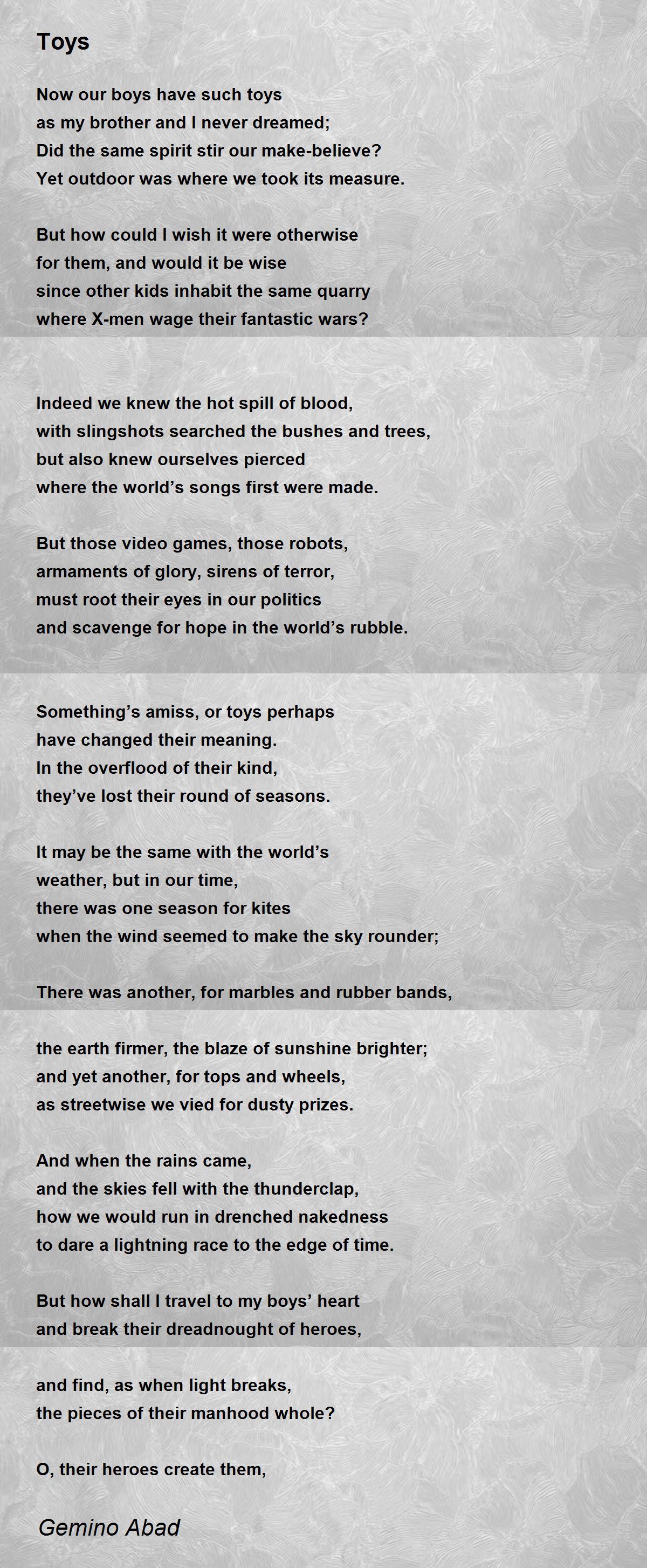 Toys Toys Poem by Gemino Abad