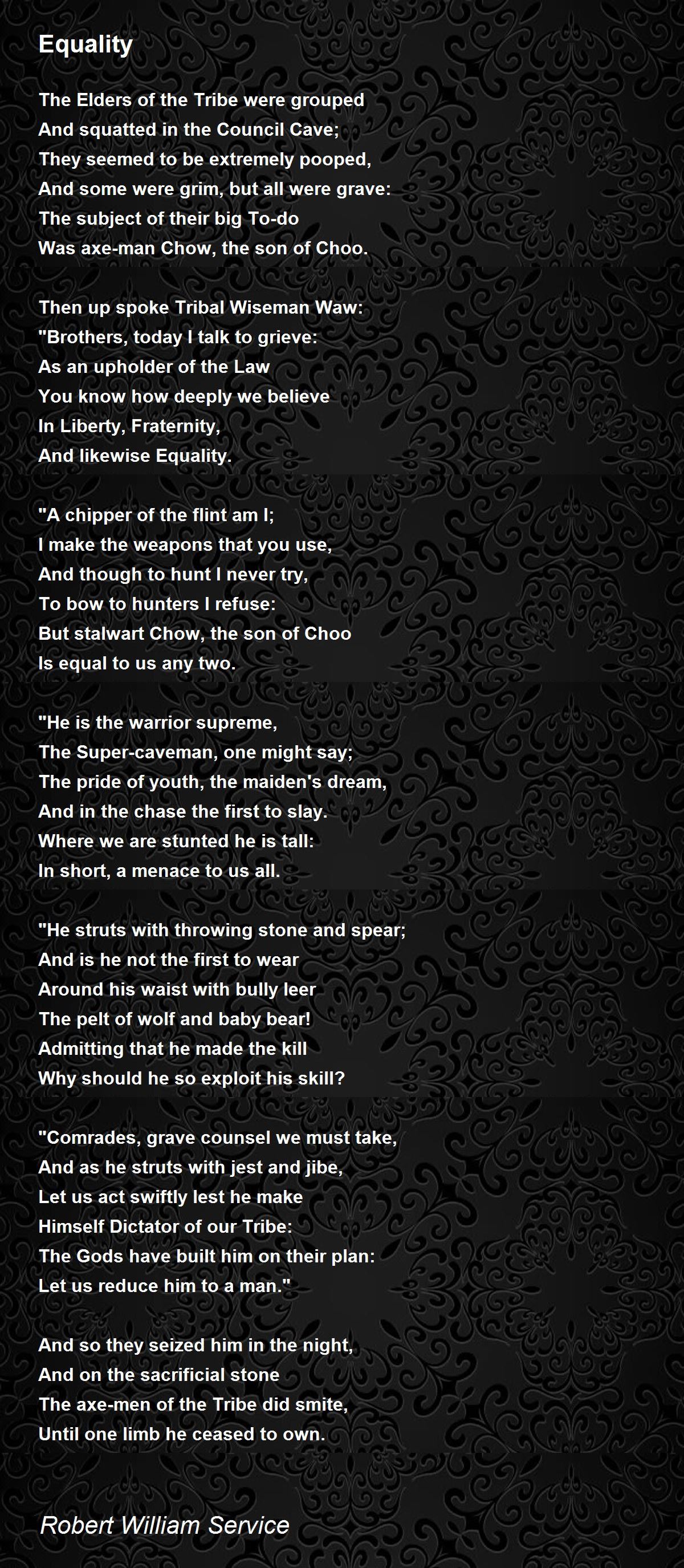 critical essay of the poem equality