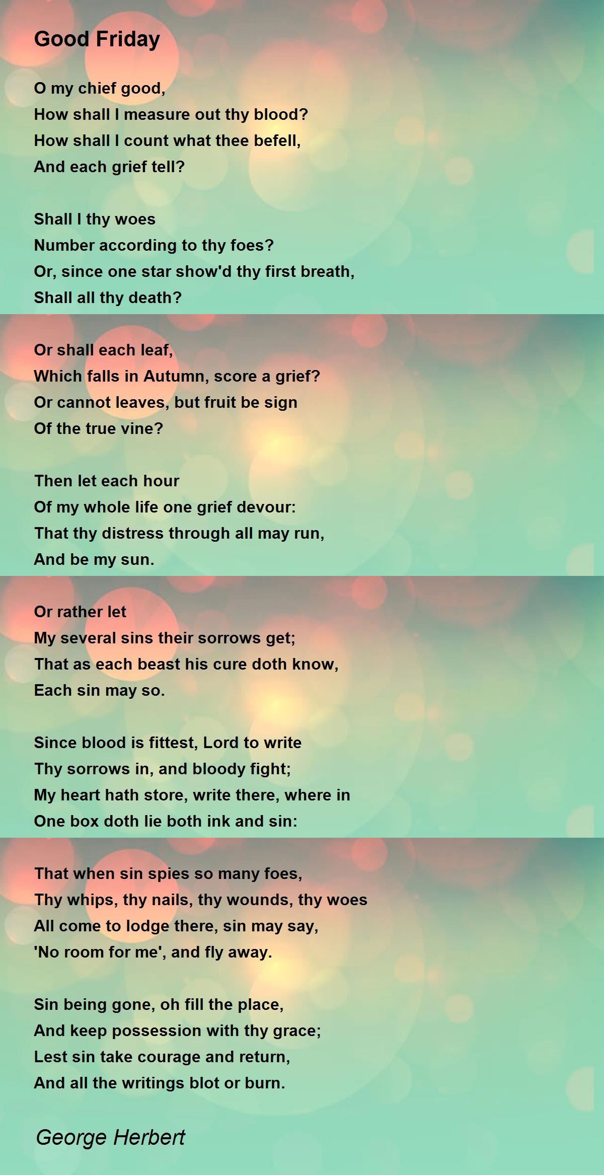 Good Friday Poem by George Herbert - Poem Hunter