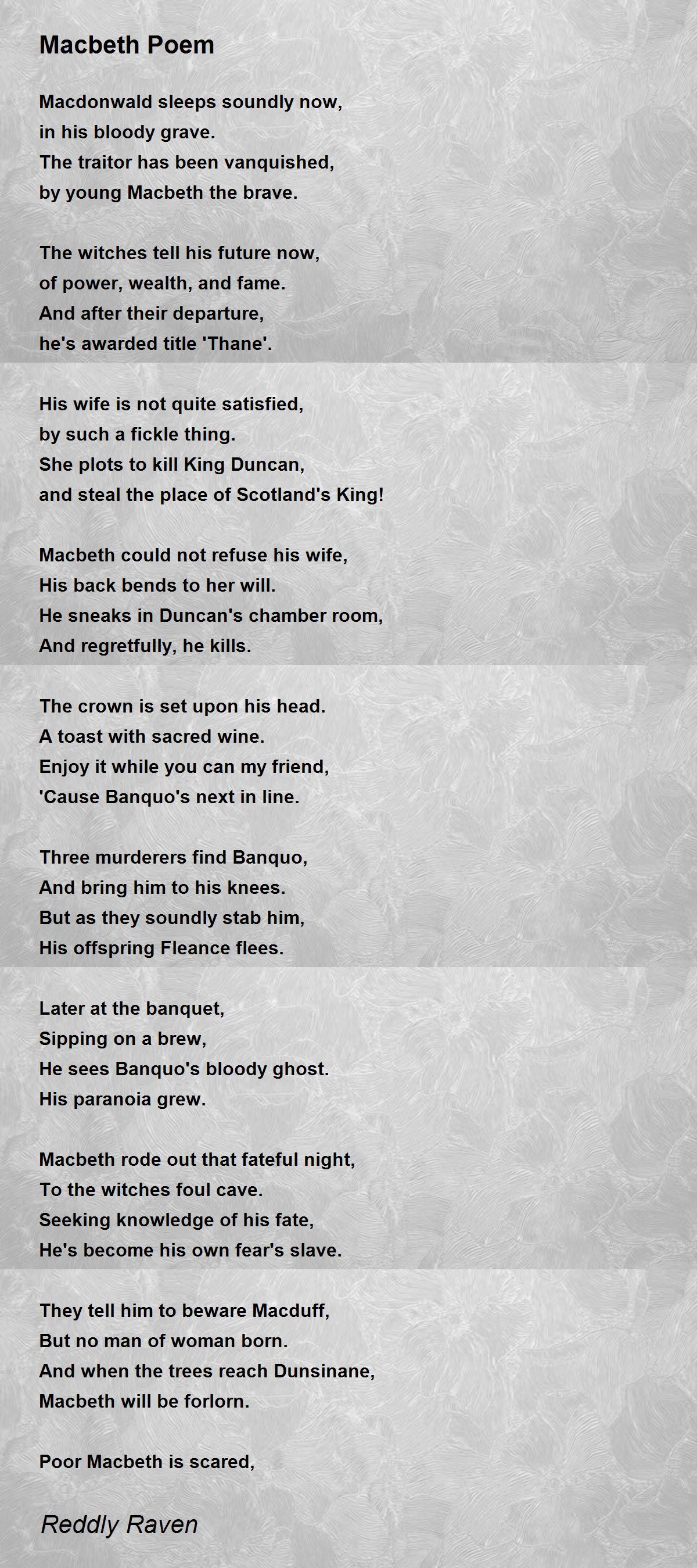 Macbeth Poem Poem by Reddly Raven - Poem Hunter