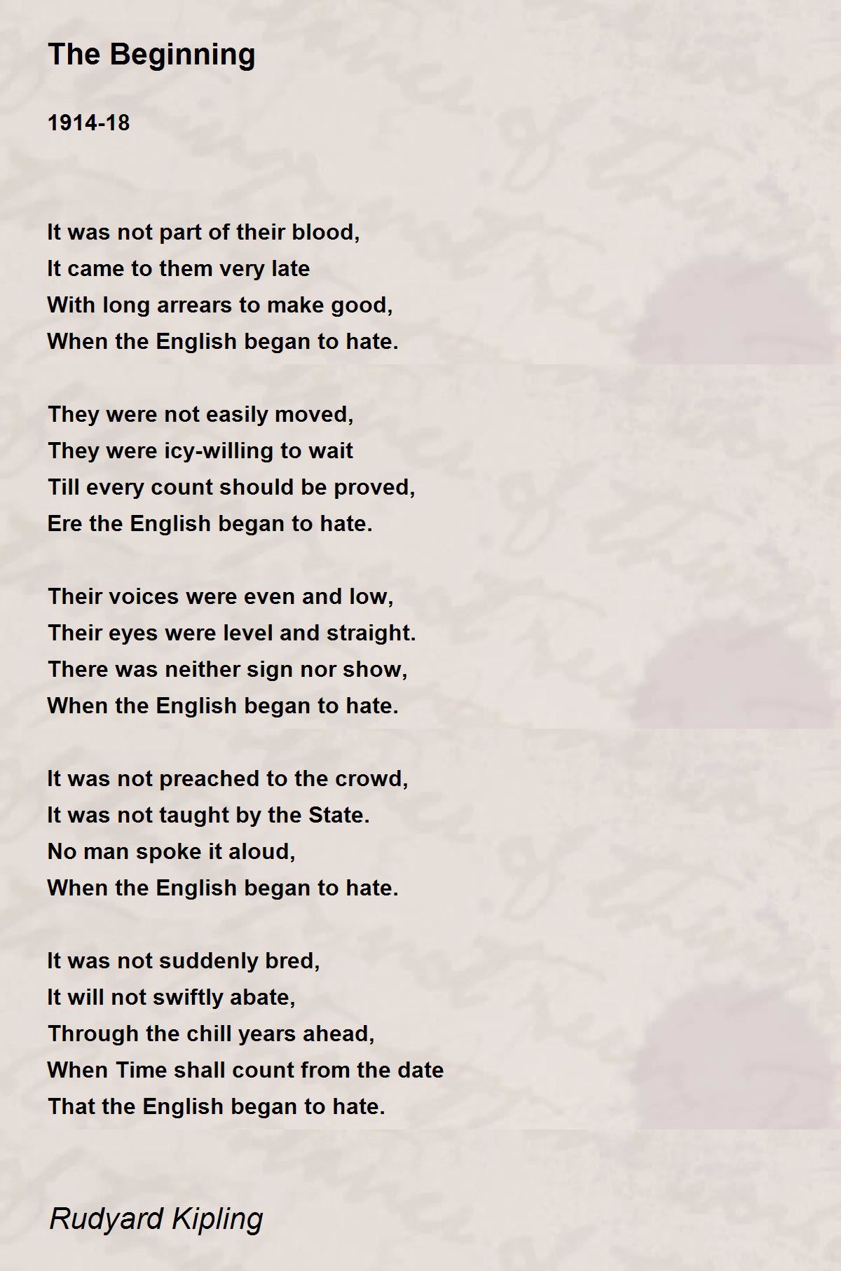 The Beginning Poem by Rudyard Kipling - Poem Hunter