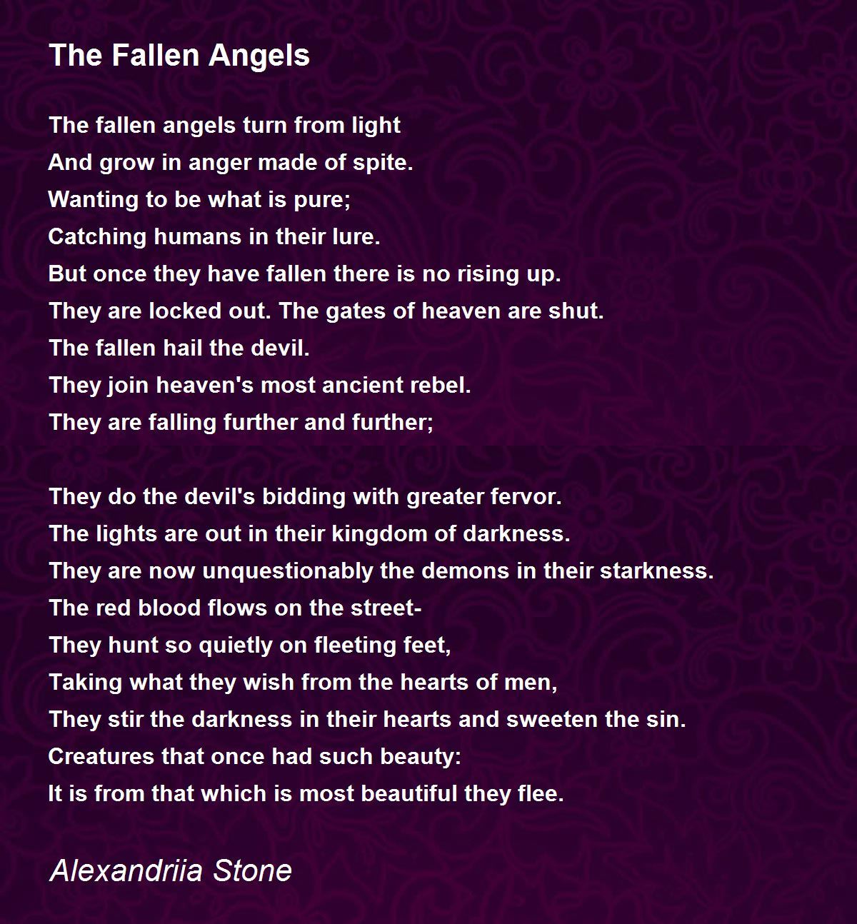 The Fallen Angels by Alexandriia Stone The Fallen Angels Poem