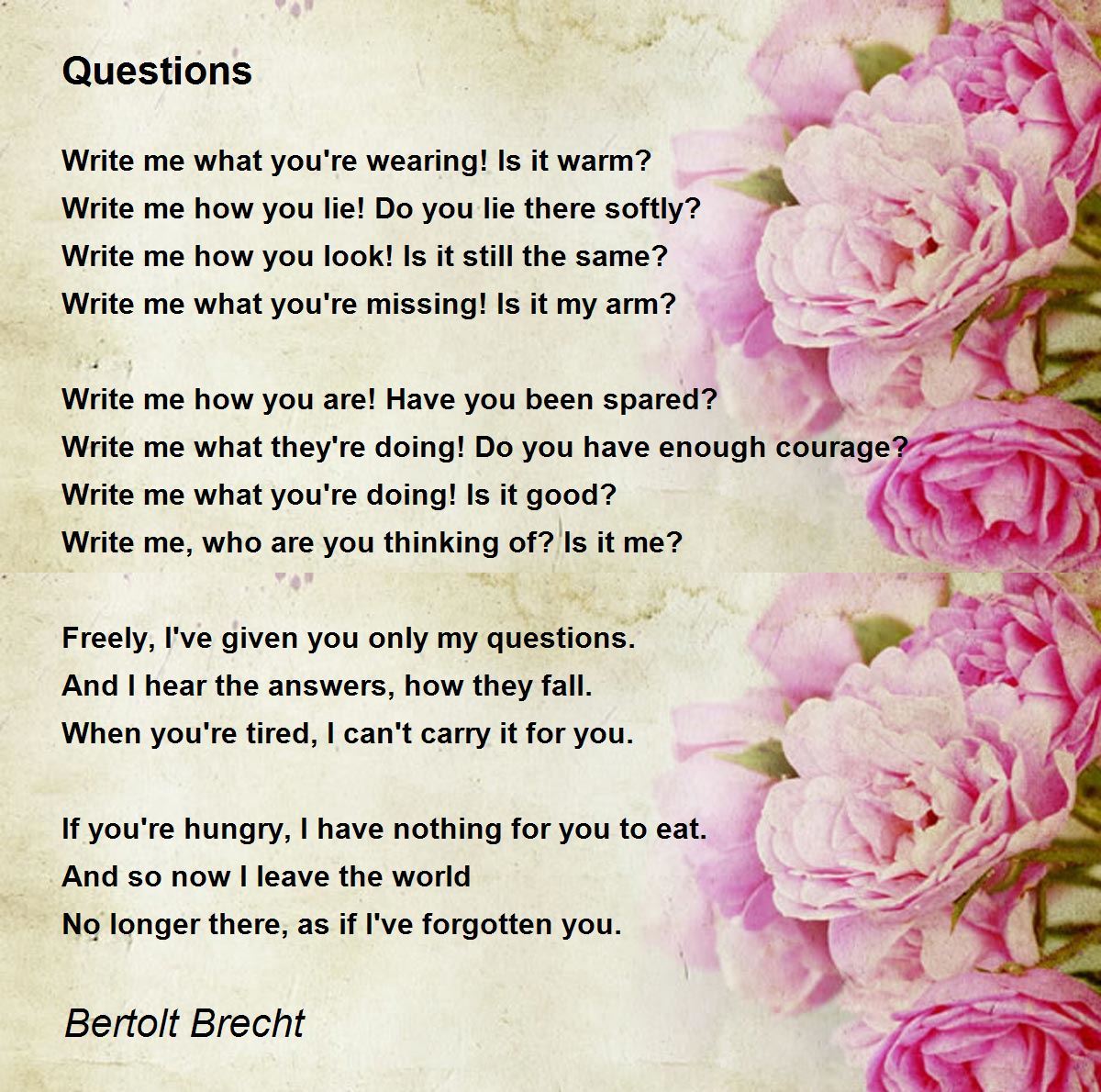 write about to biography me how Brecht  Hunter Poem Poem  Bertolt Questions by