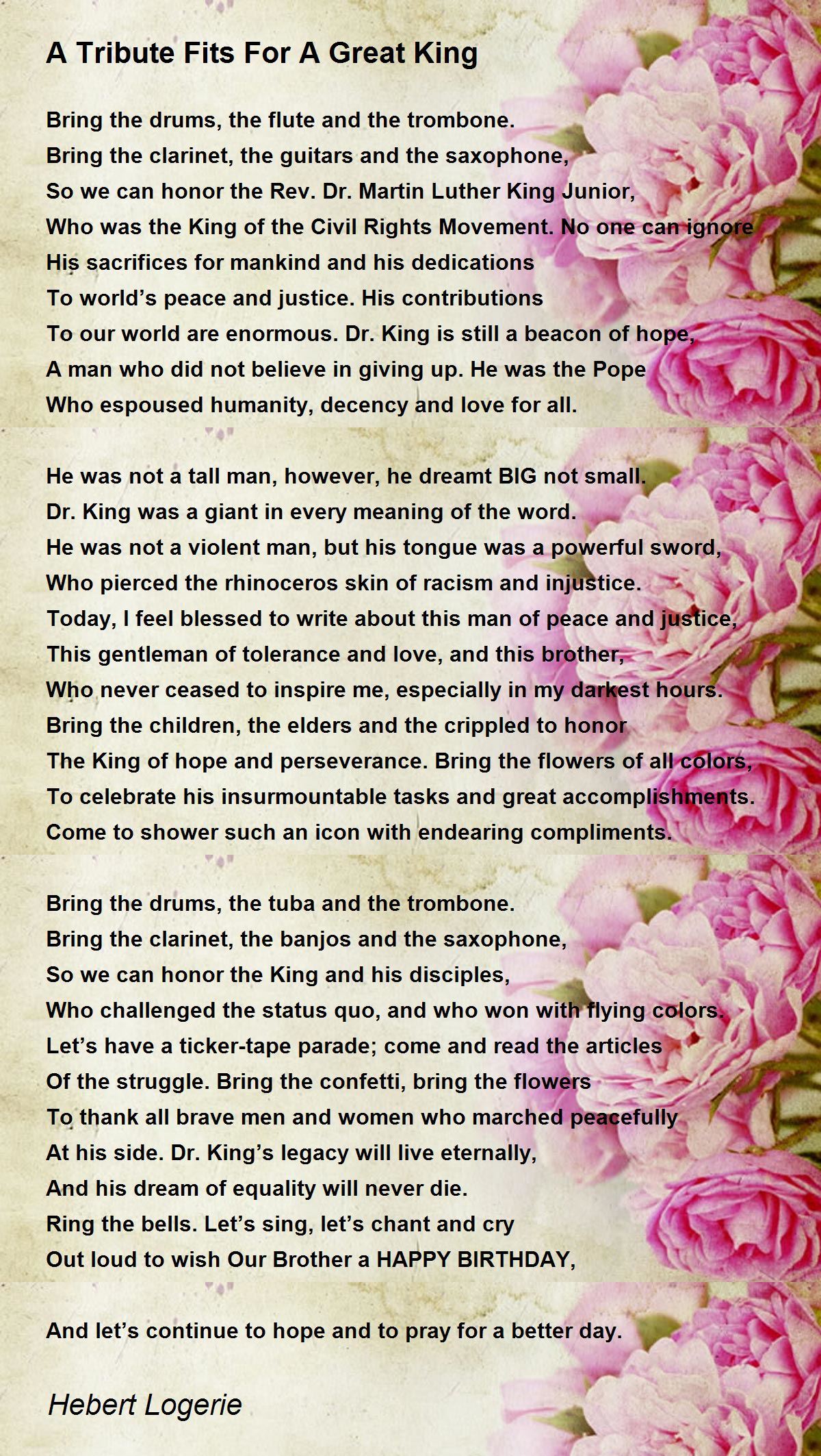 A Tribute Fits For A Great King A Tribute Fits For A Great King Poem