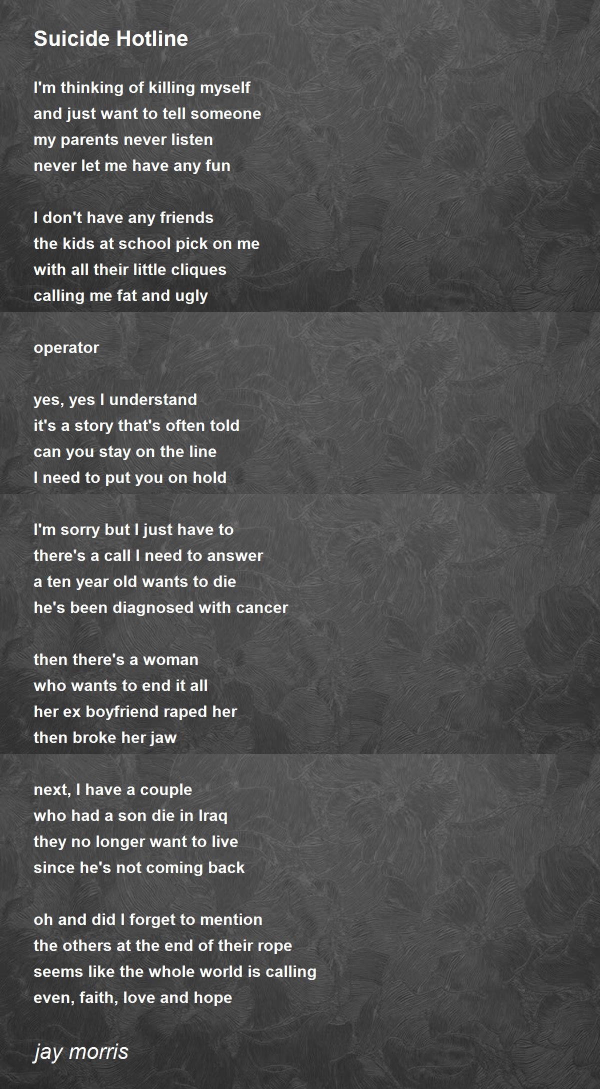 Suicide Poems - Poems For Suicide Poems - Poem Hunter