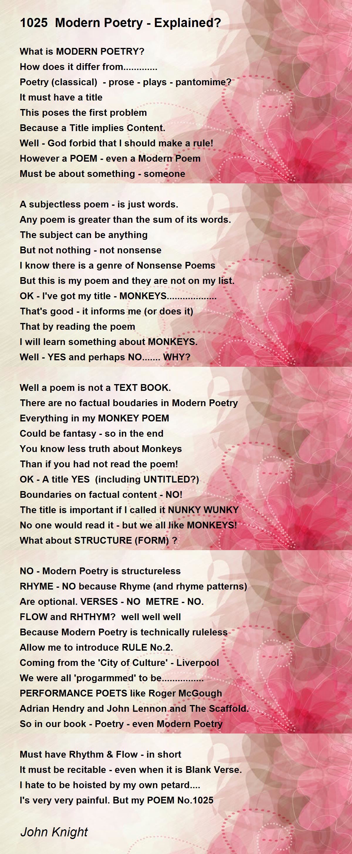 1025 Modern Poetry Explained? 1025 Modern Poetry Explained? Poem