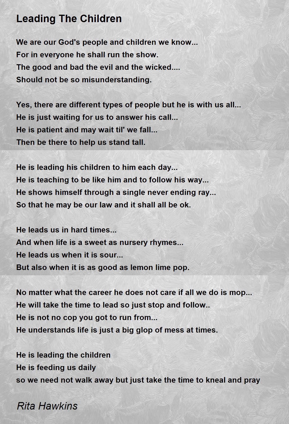 Leading The Children Leading The Children Poem by Rita Hawkins