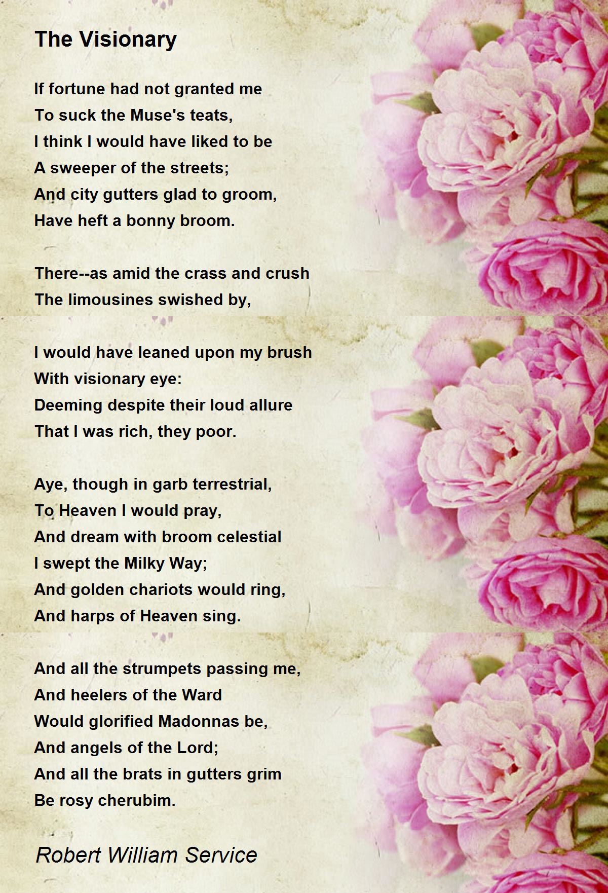 The Visionary Poem by Robert William Service Poem Hunter