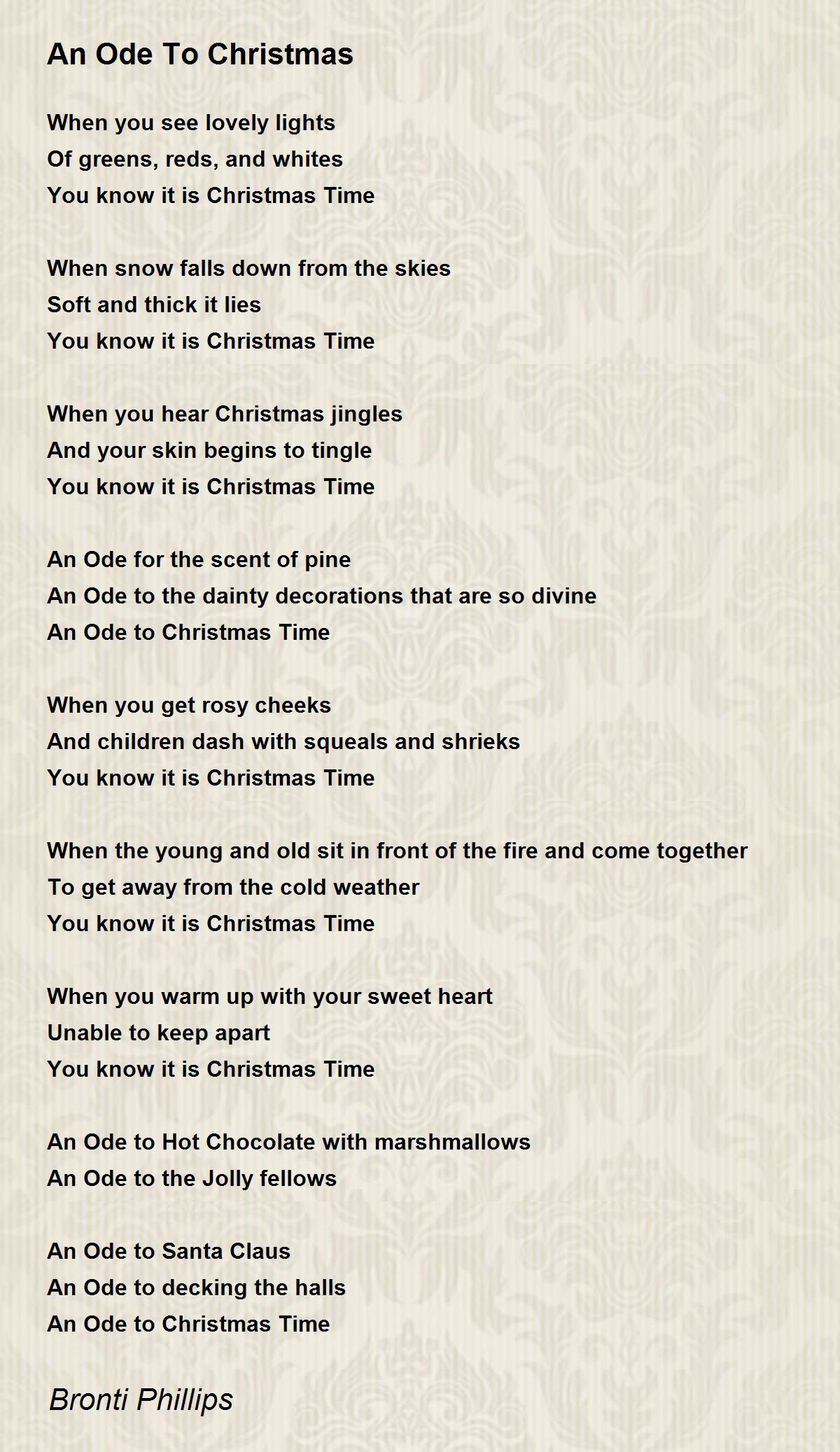 An Ode To Christmas by Bronti Phillips An Ode To Christmas Poem