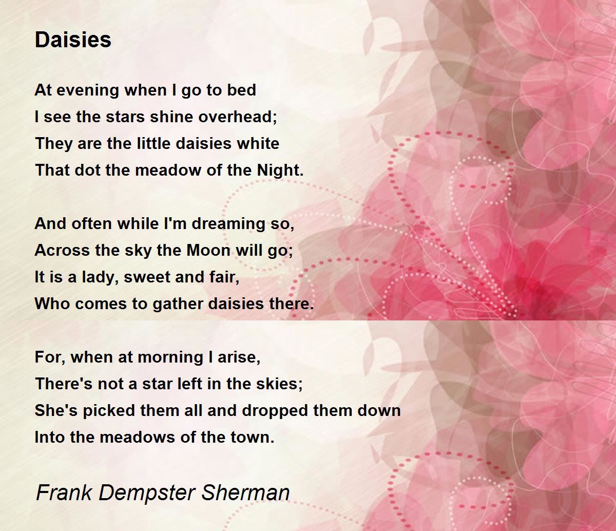 Daisies Daisies Poem by Frank Dempster Sherman
