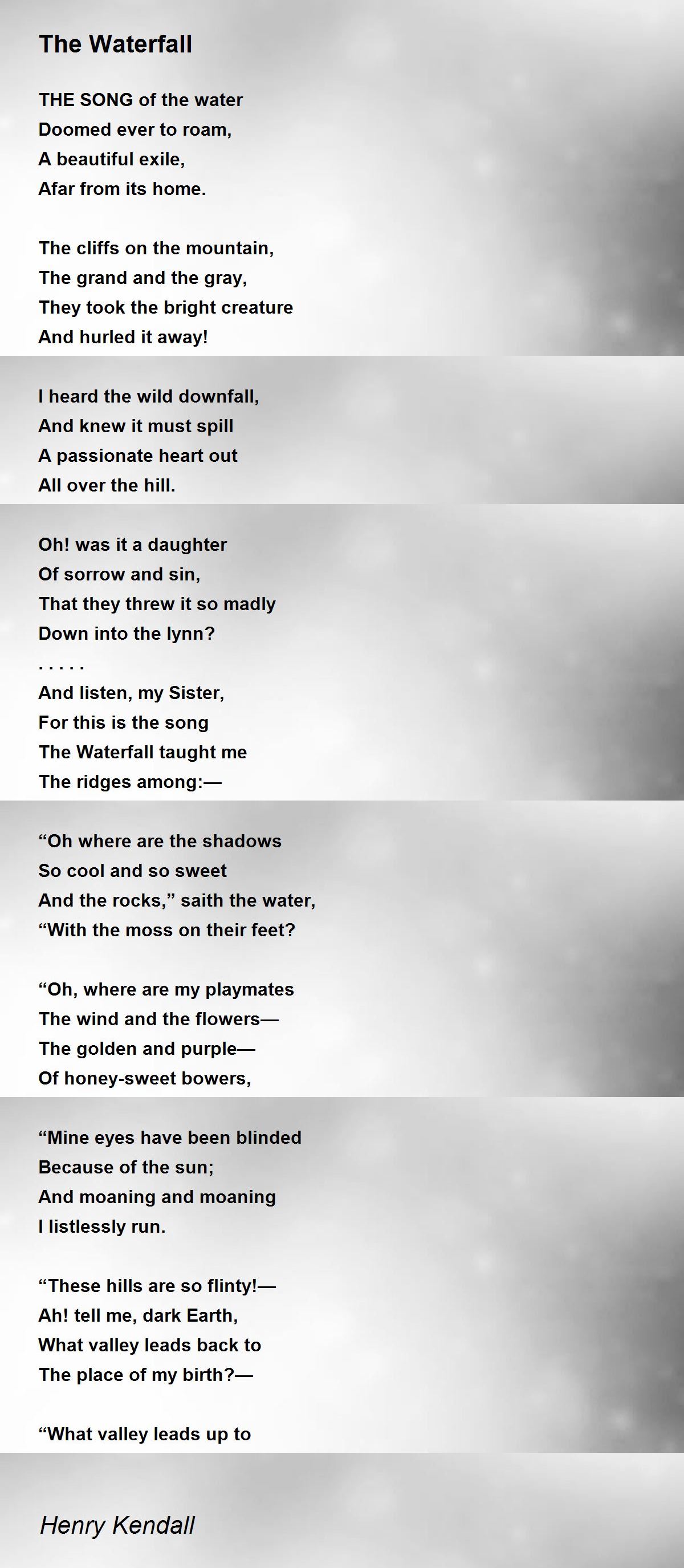 The Waterfall by Henry Kendall - The Waterfall Poem