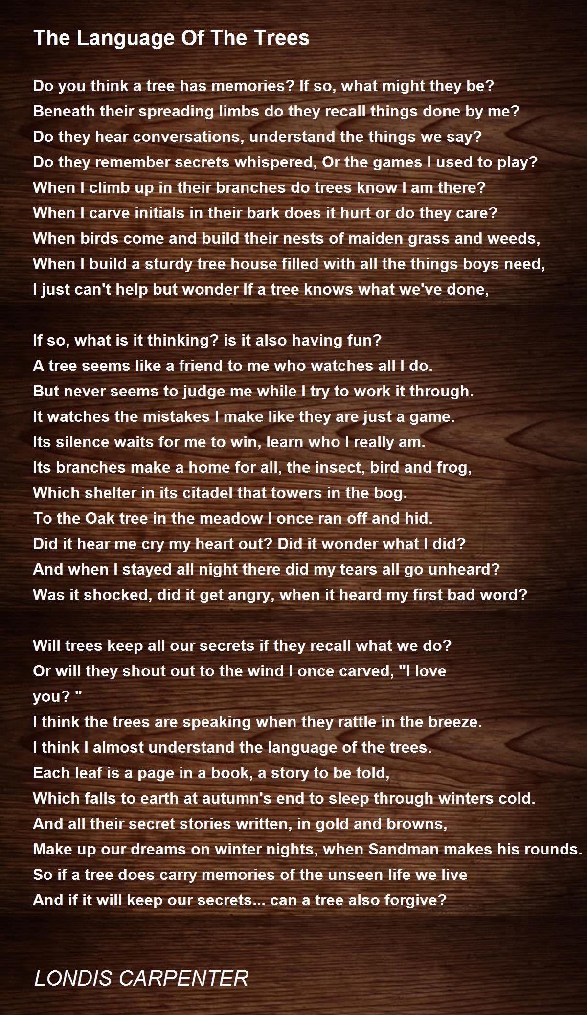The Language Of The Trees The Language Of The Trees Poem by LONDIS