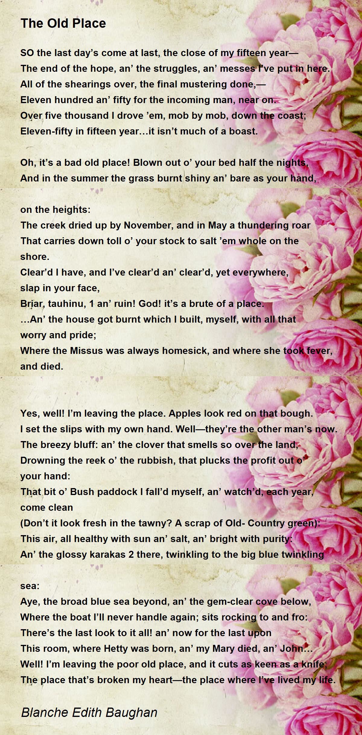 The Old Place - The Old Place Poem by Blanche Edith Baughan