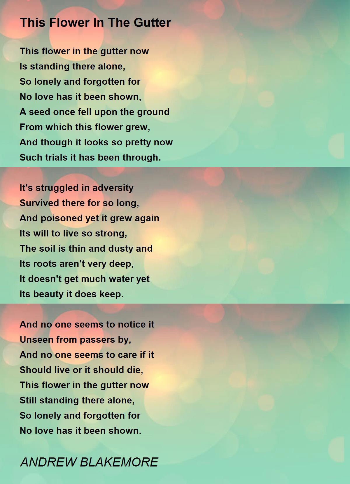 This Flower In The Gutter This Flower In The Gutter Poem by ANDREW