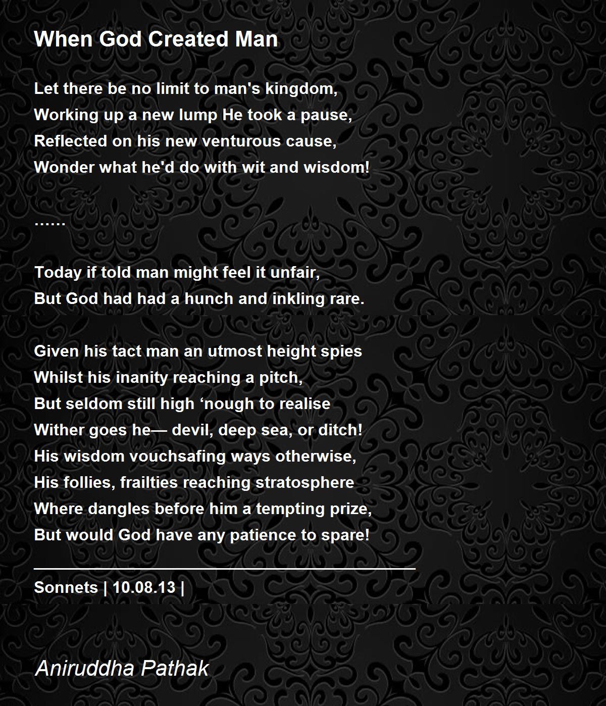 When God Created Man When God Created Man Poem by Aniruddha Pathak