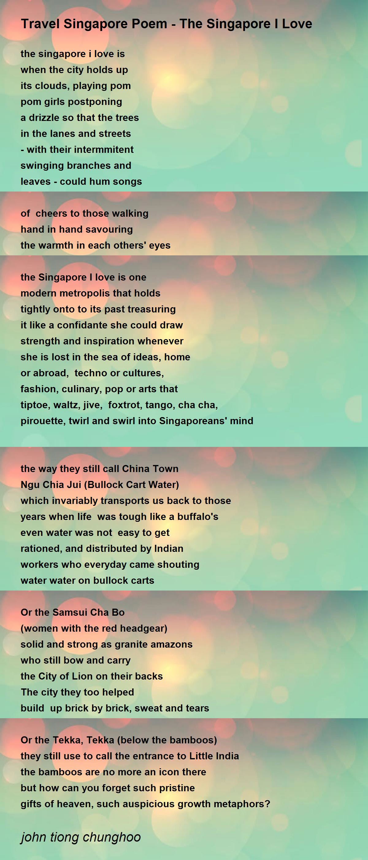 Travel Singapore Poem - The Singapore I Love Poem by john tiong