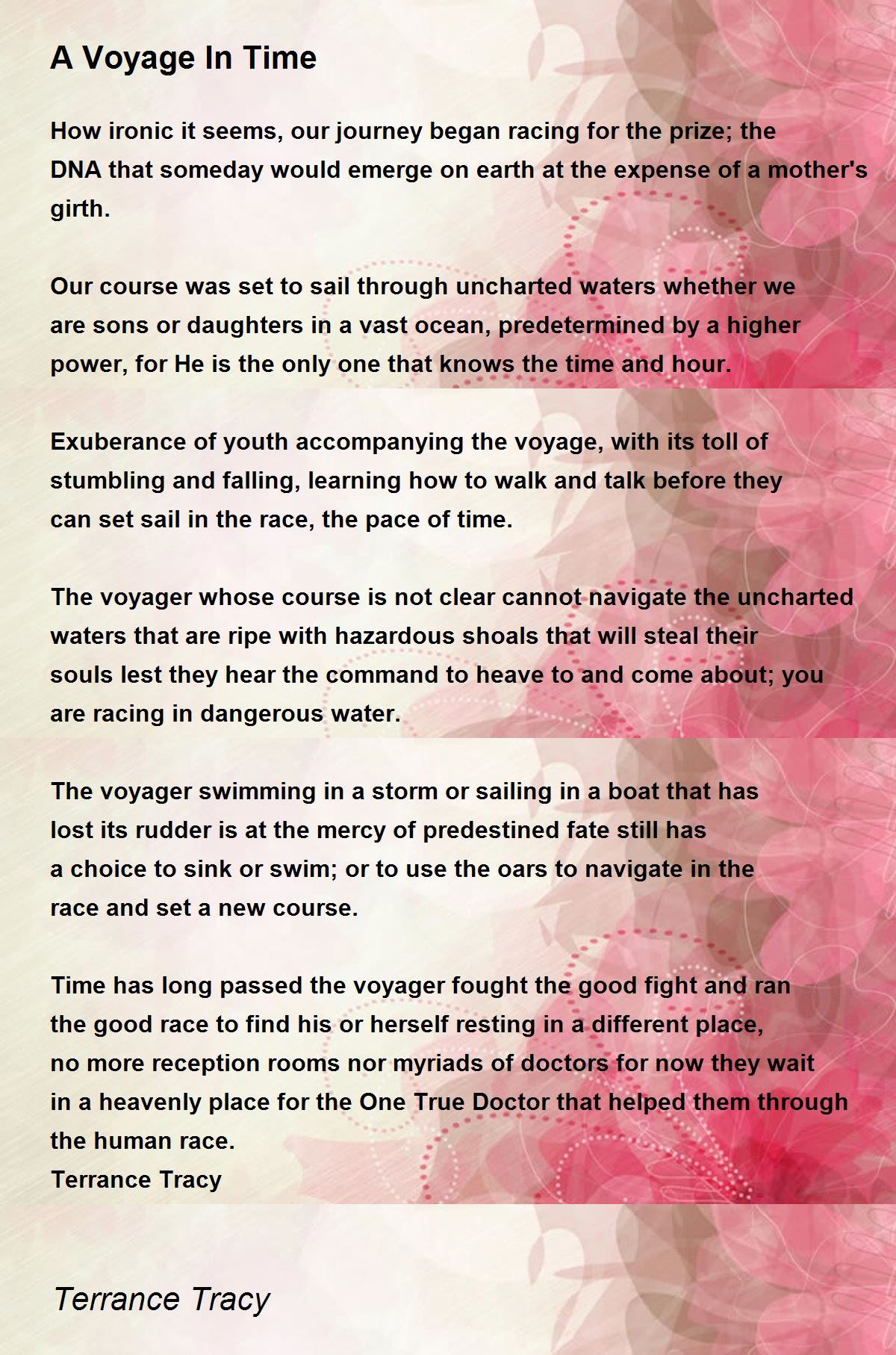 A Voyage In Time - A Voyage In Time Poem by Terrance Tracy