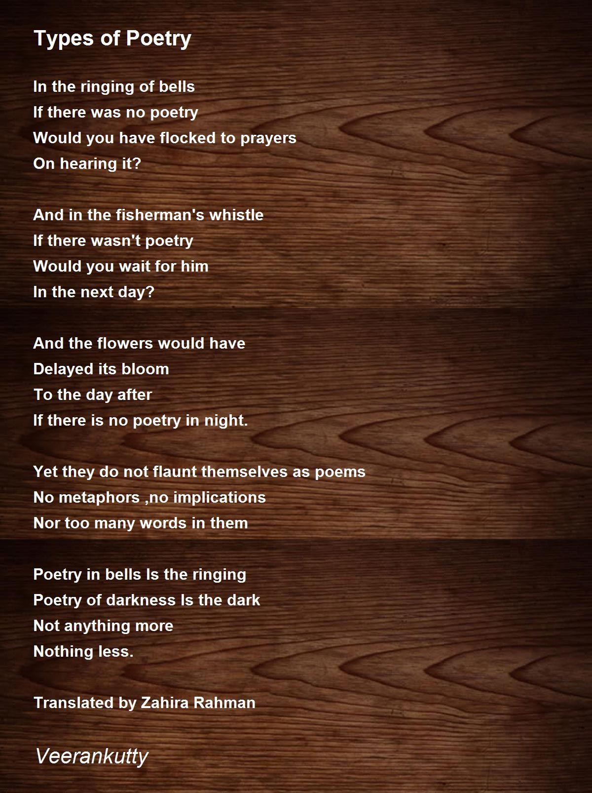 Types Of Poetry By Veerankutty Types Of Poetry Poem