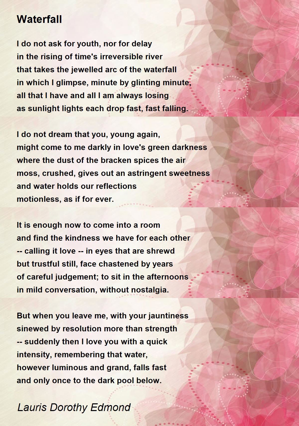 Waterfall by Lauris Dorothy Edmond - Waterfall Poem