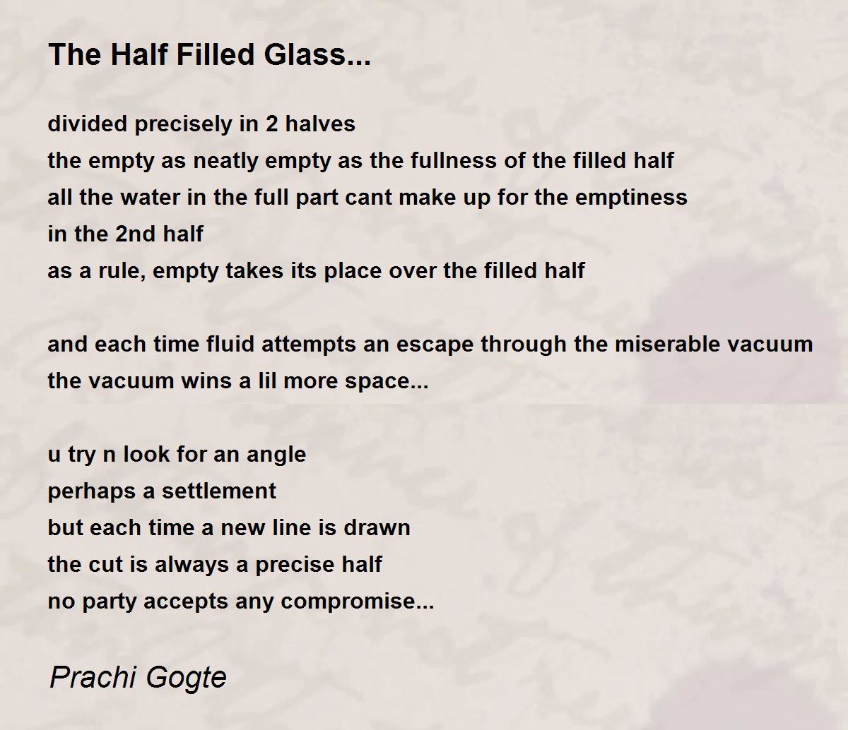 The Half Filled Glass... The Half Filled Glass... Poem by Prachi Gogte