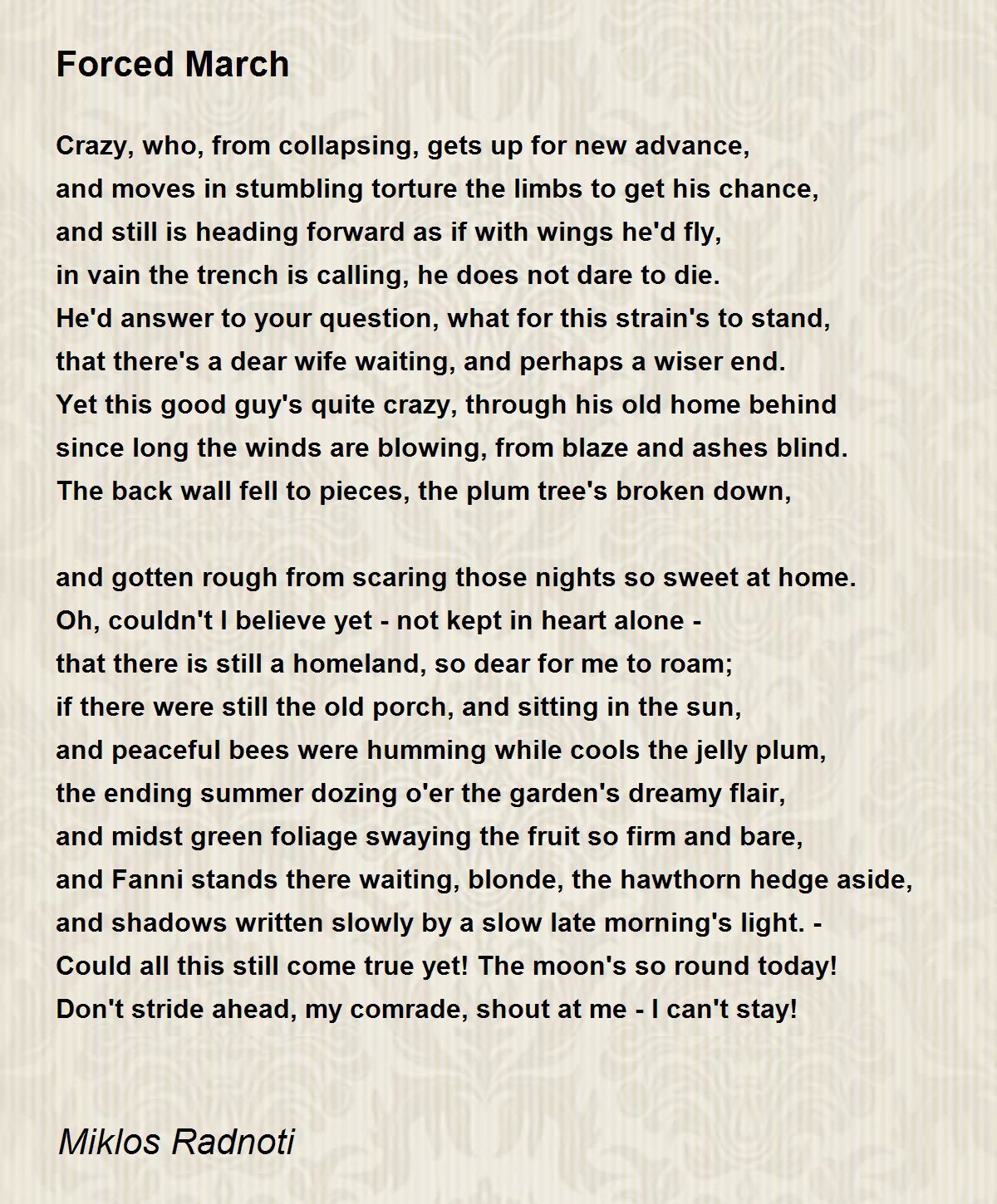 Forced March Poem by Miklos Radnoti Poem Hunter